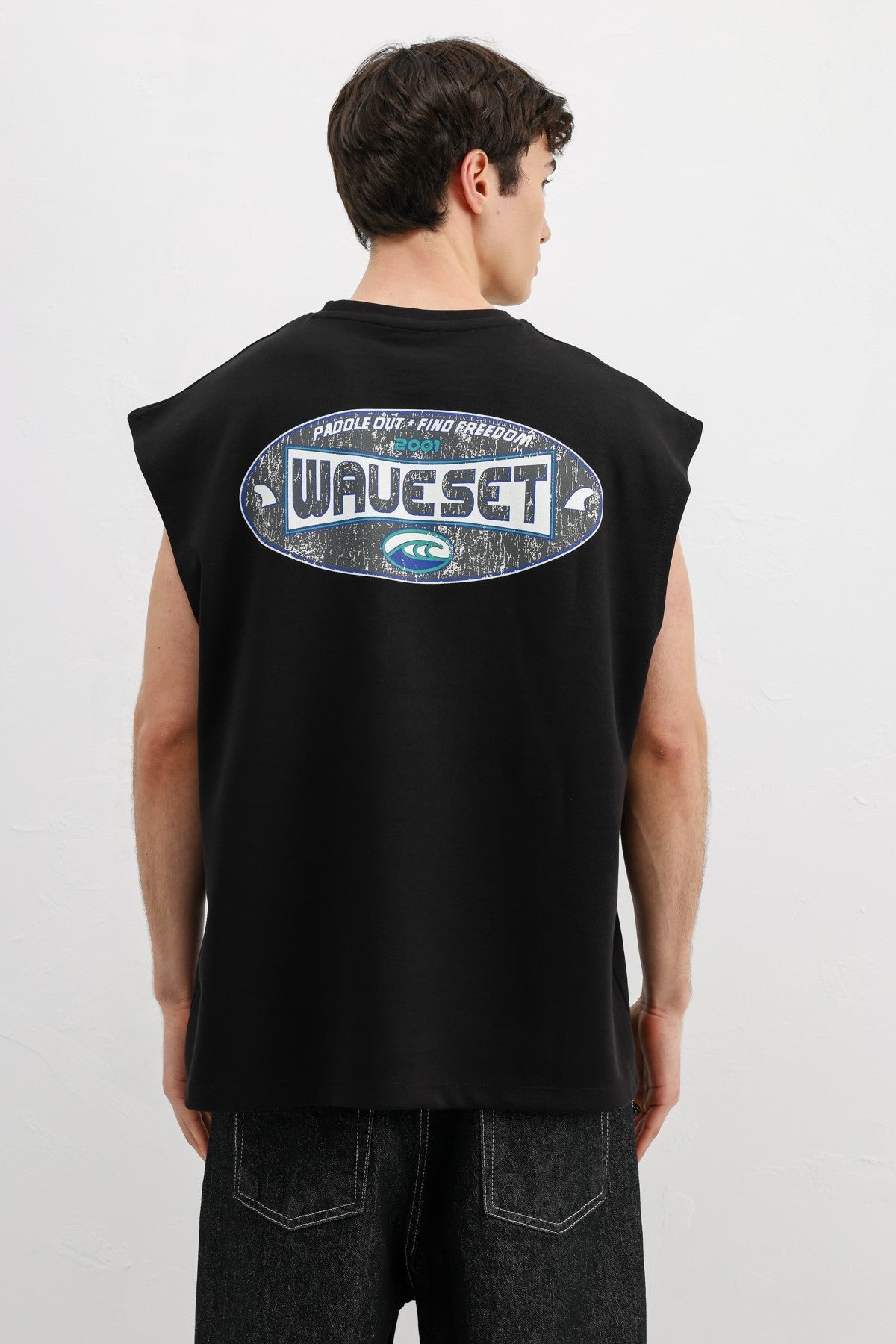 Oversized Printed Sleeveless T-Shirt