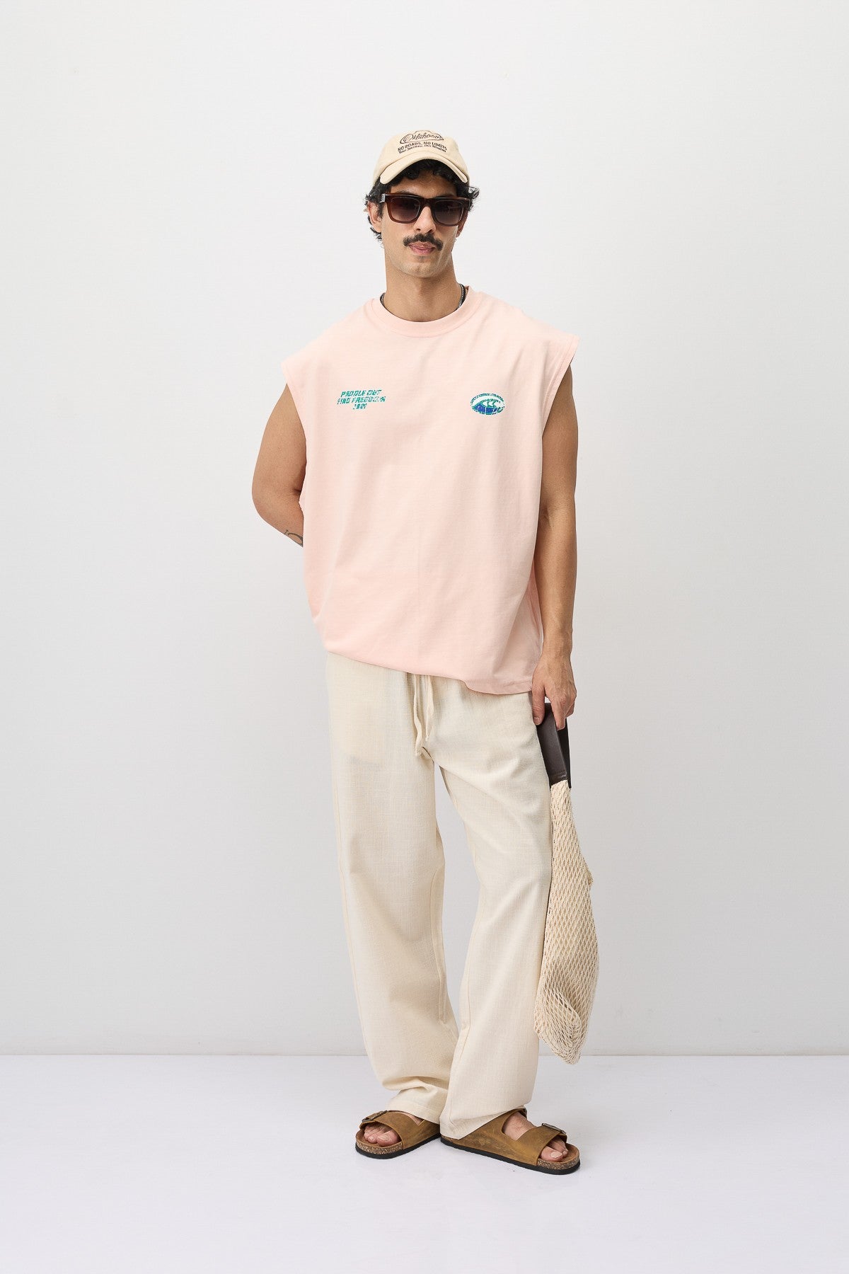 Oversized Printed Sleeveless T-Shirt