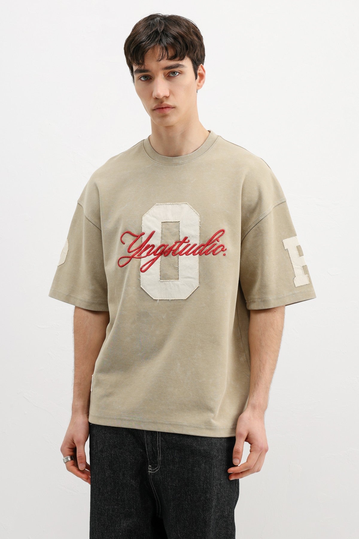 Oversized T-Shirt with Sleeve and Chest Prints