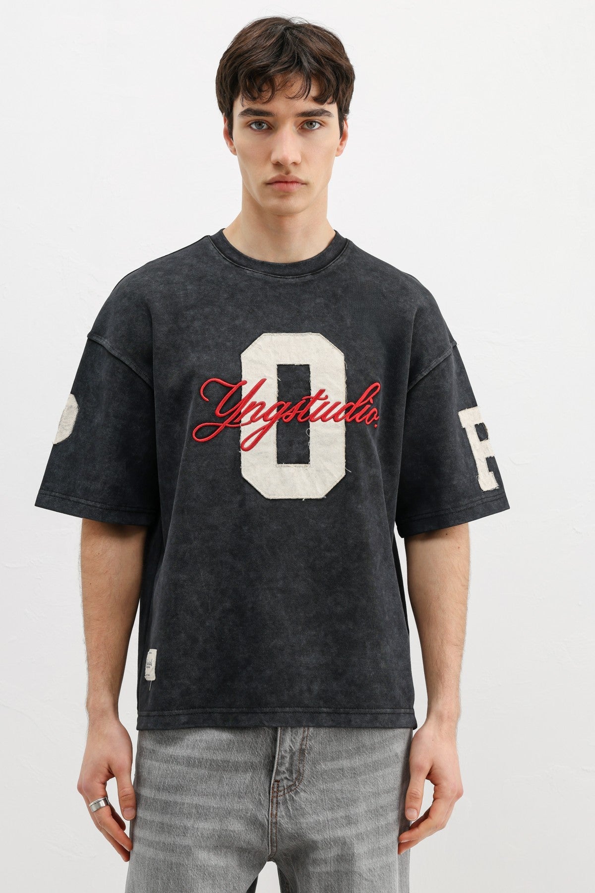 Oversized T-Shirt with Sleeve and Chest Prints