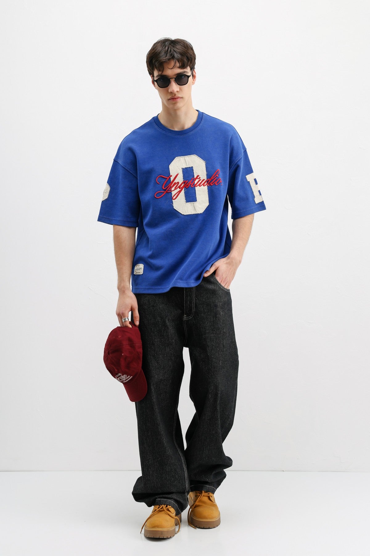 Oversized T-Shirt with Sleeve and Chest Prints
