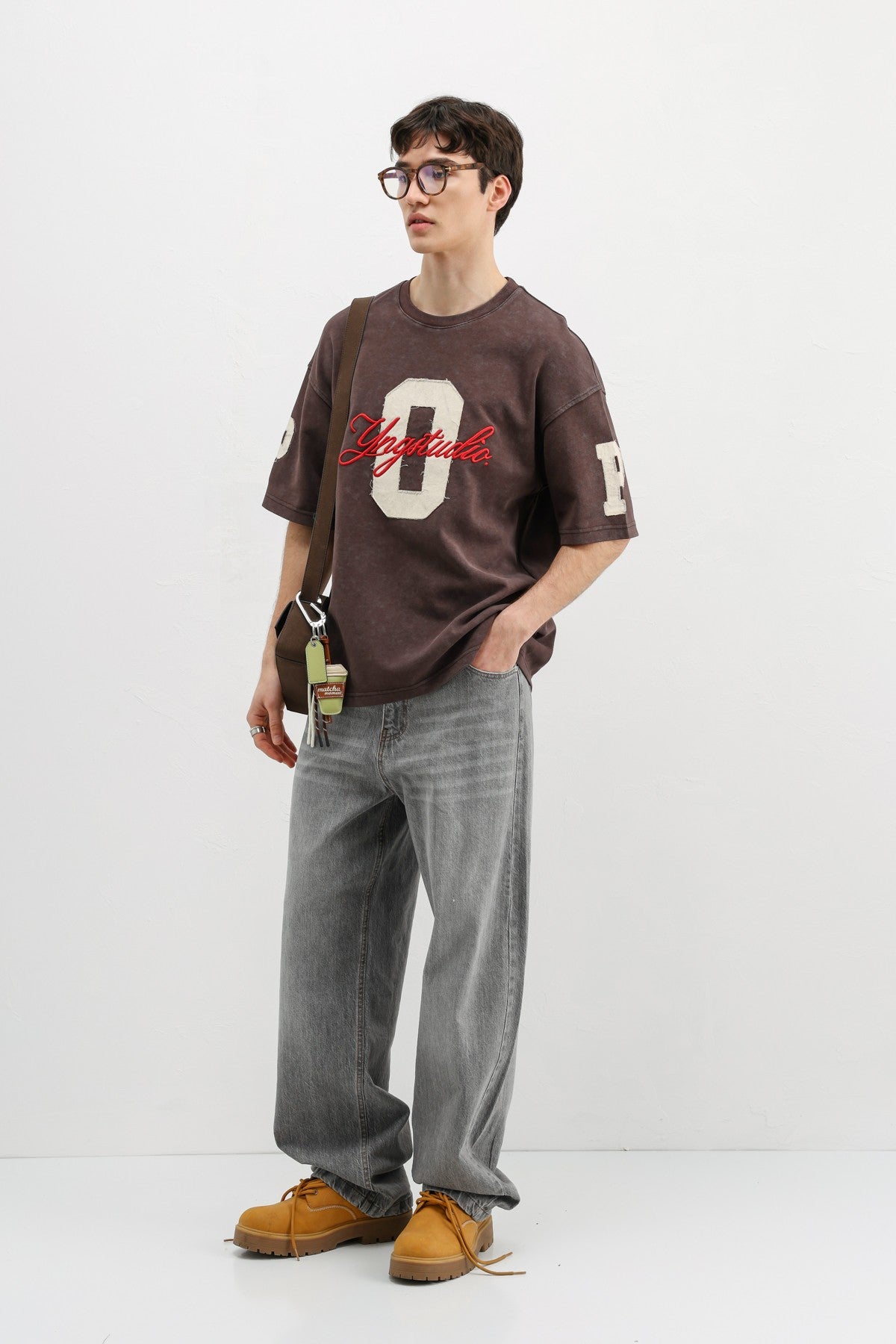 Oversized T-Shirt with Sleeve and Chest Prints