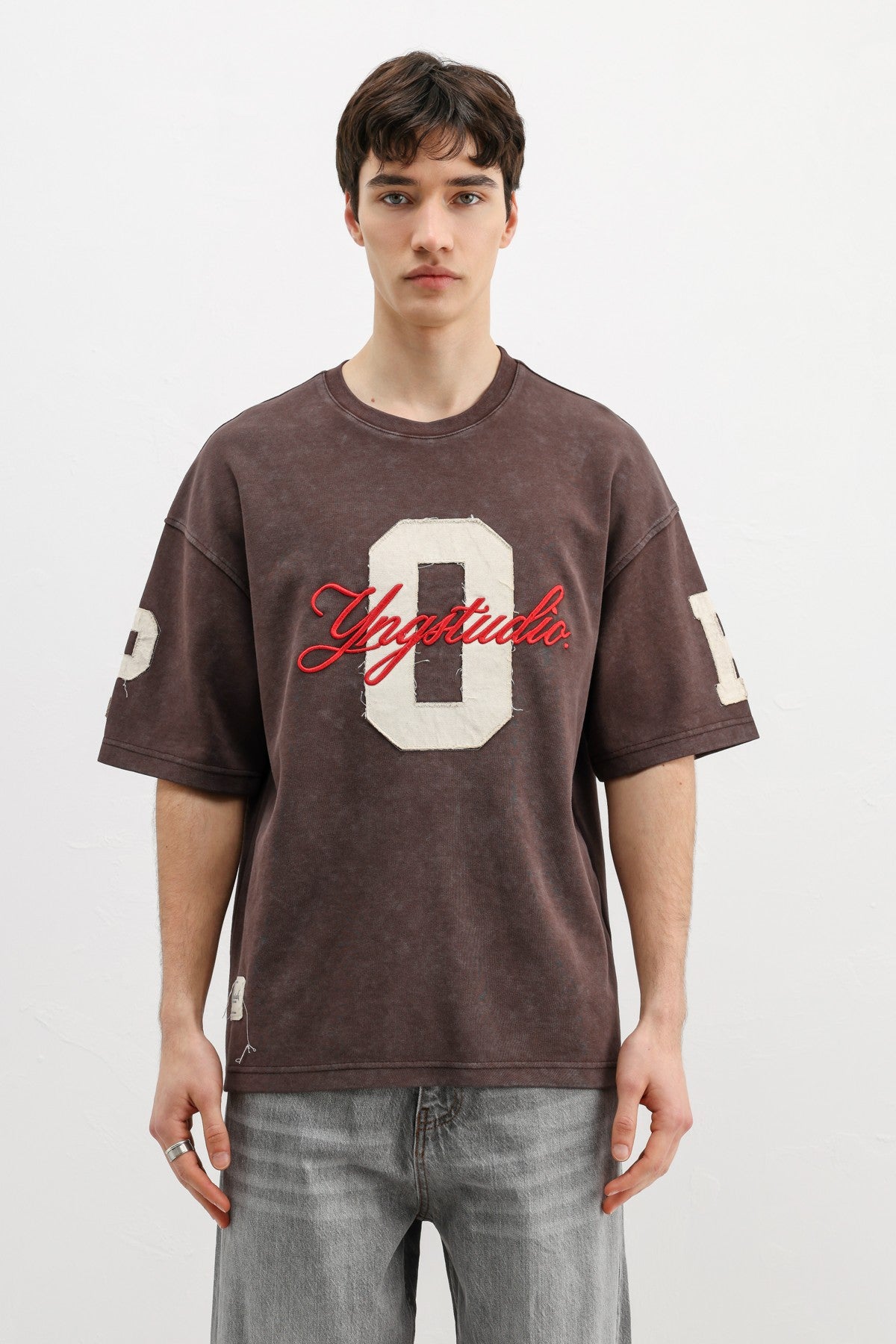Oversized T-Shirt with Sleeve and Chest Prints