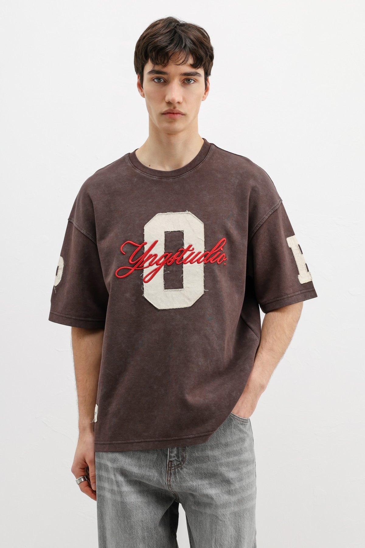 Oversized T-Shirt with Sleeve and Chest Prints