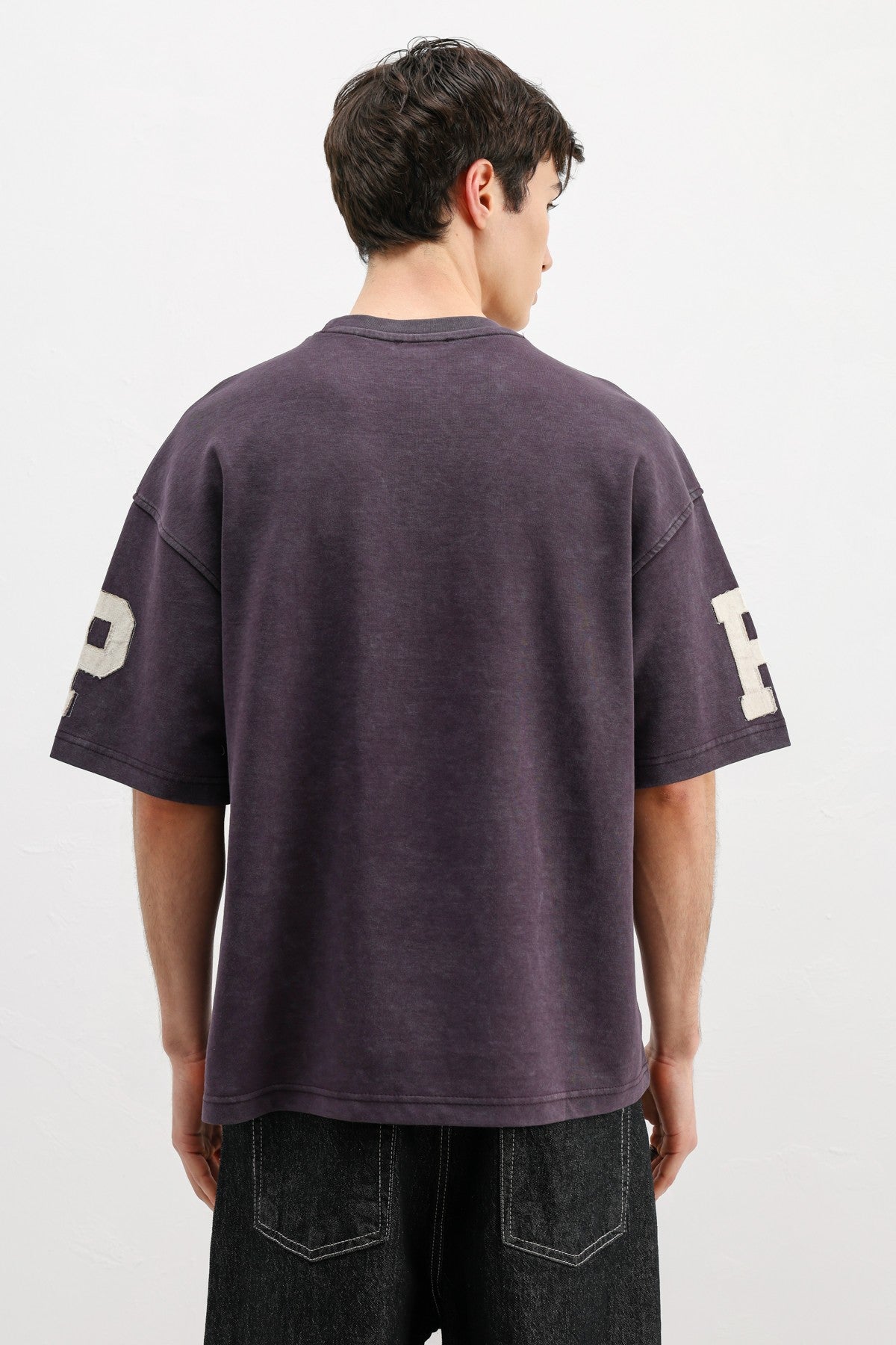 Oversized T-Shirt with Sleeve and Chest Prints