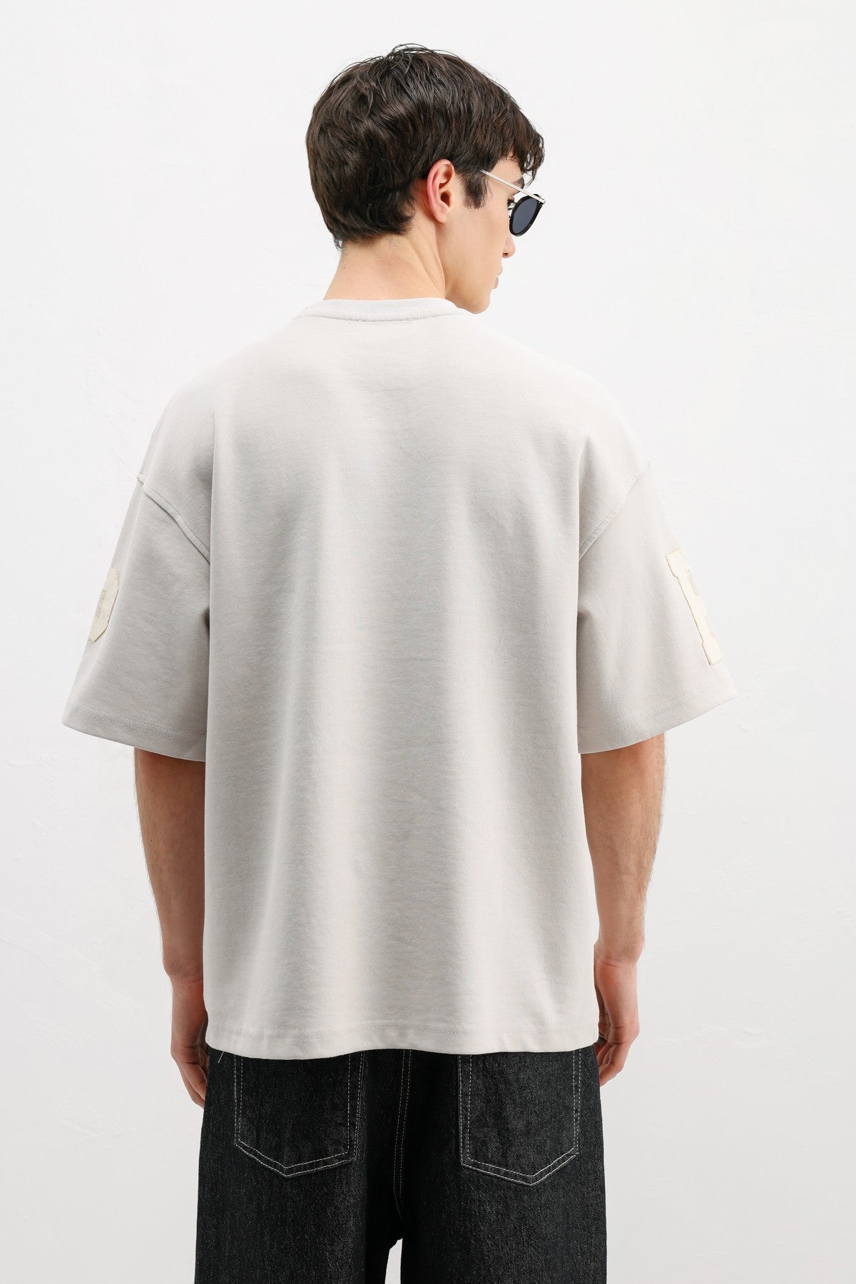 Oversized T-Shirt with Sleeve and Chest Prints