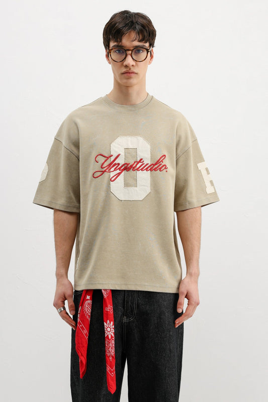 Oversized T-Shirt with Sleeve and Chest Prints