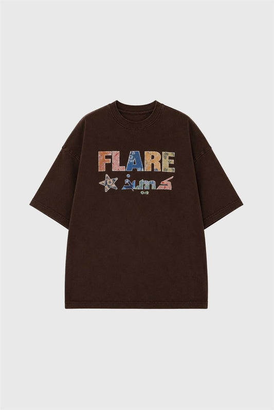 Printed Oversized T-Shirt, Coffee