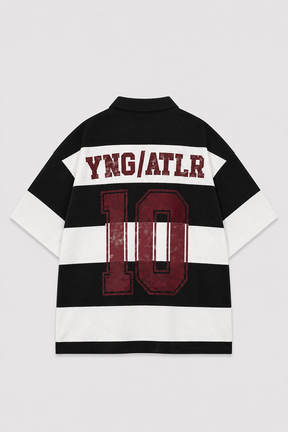 Oversized Rugby-Collar Striped T-Shirt