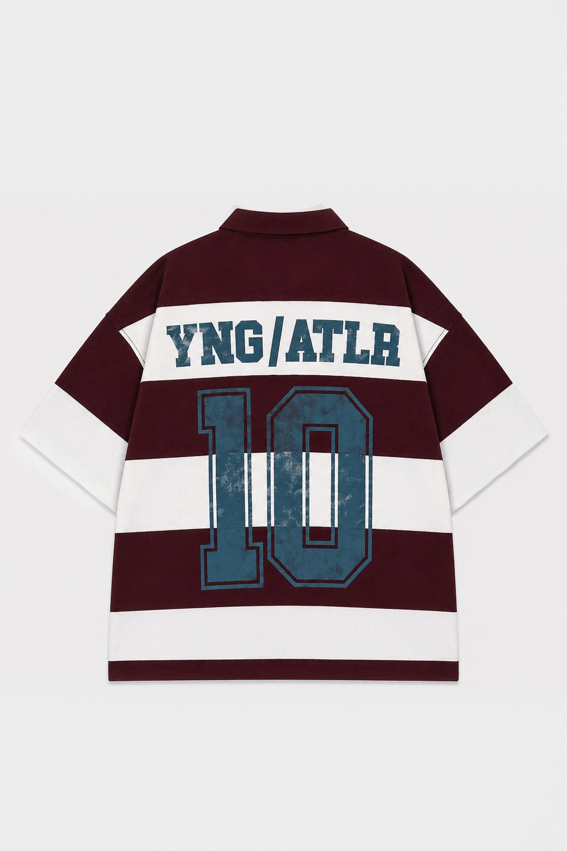 Oversized Rugby-Collar Striped T-Shirt
