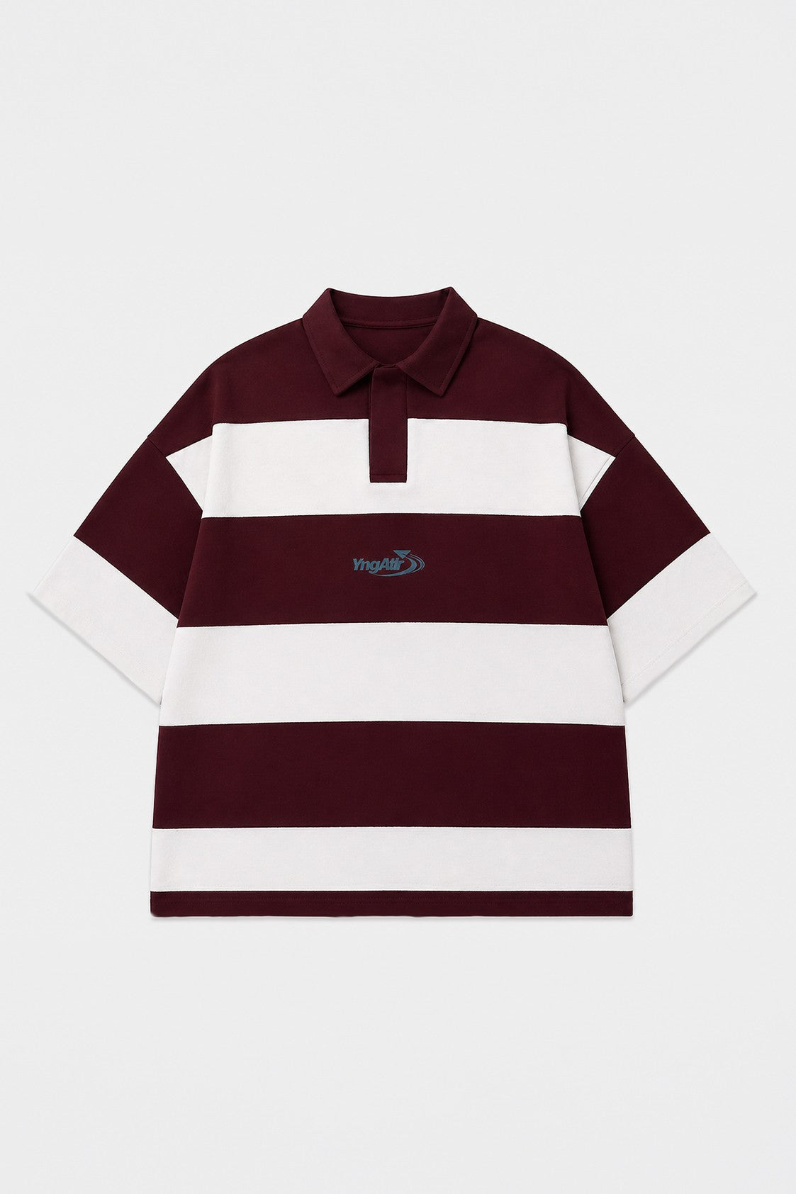 Oversized Rugby-Collar Striped T-Shirt