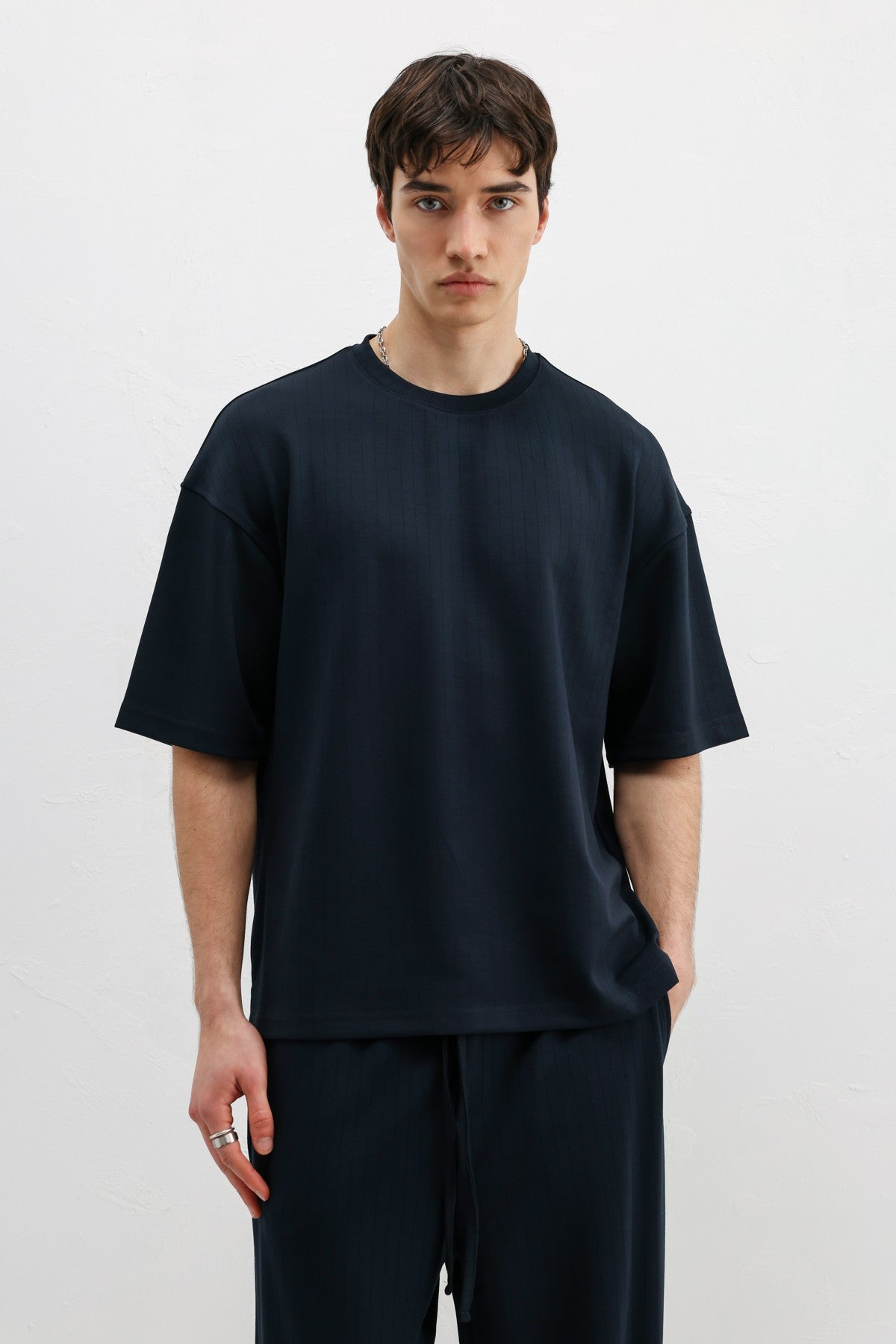 Oversized T-Shirt with Ribbed Texture