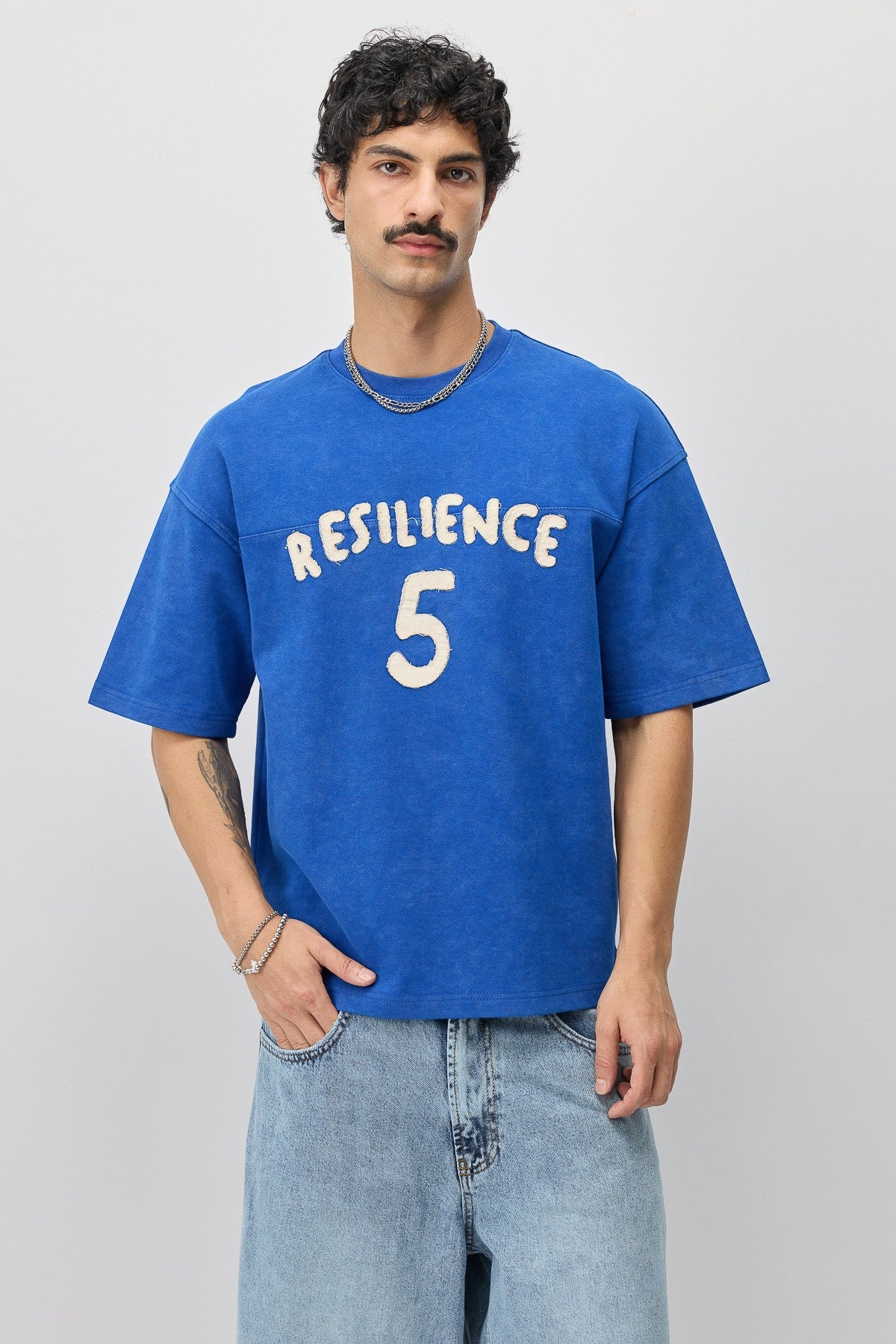 T-Shirt with Oversized Lettering and Number Print