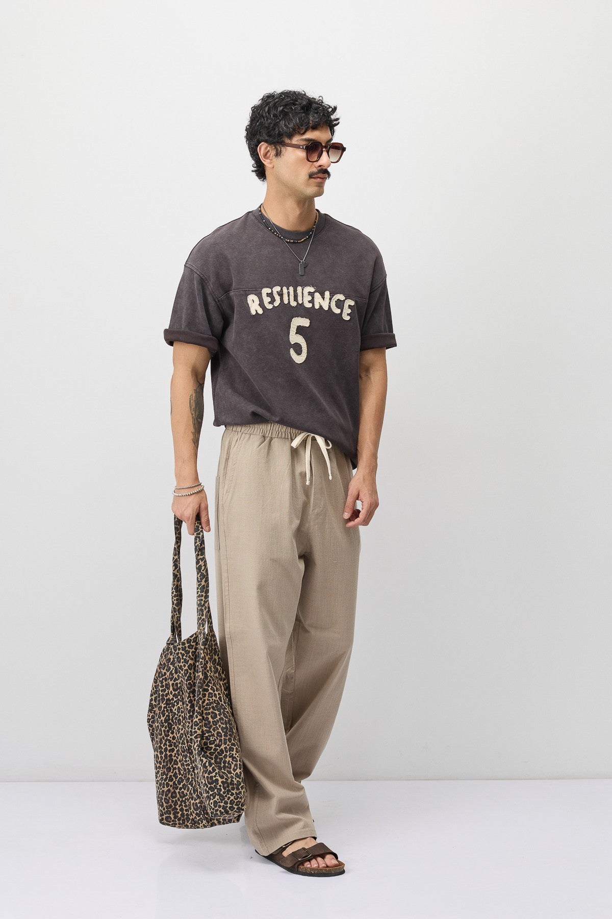 T-Shirt with Oversized Lettering and Number Print
