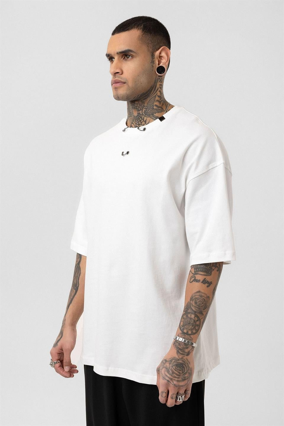 Oversized T-Shirt with Metal Ring Detail