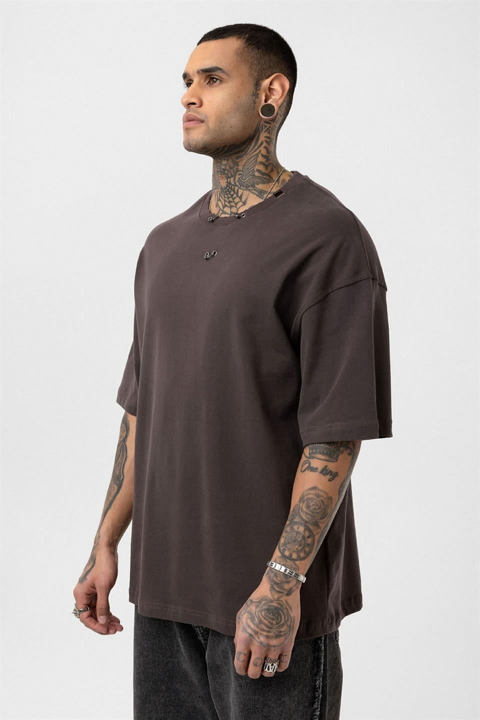 Oversized T-Shirt with Metal Ring Detail