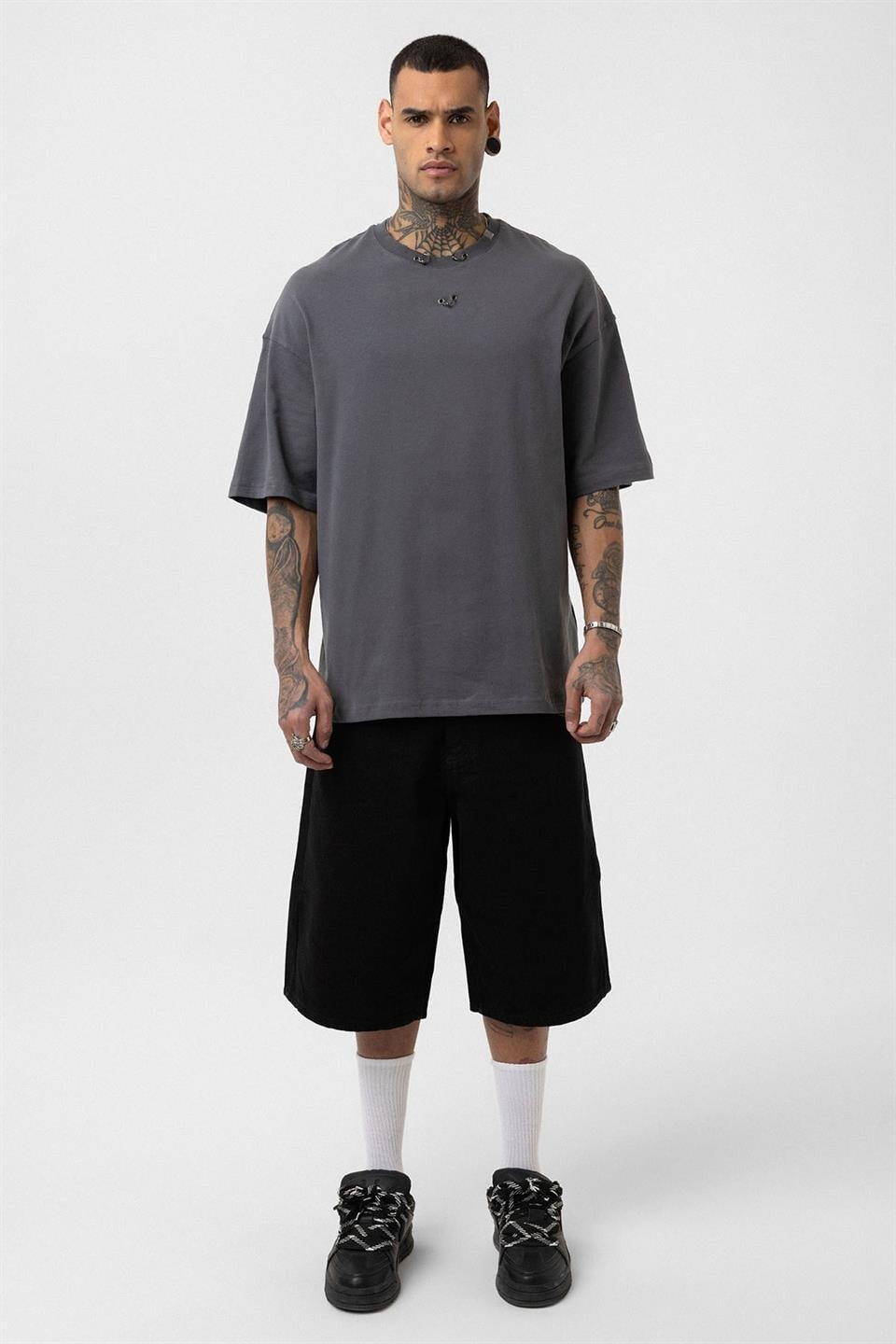 Oversized T-Shirt with Metal Ring Detail
