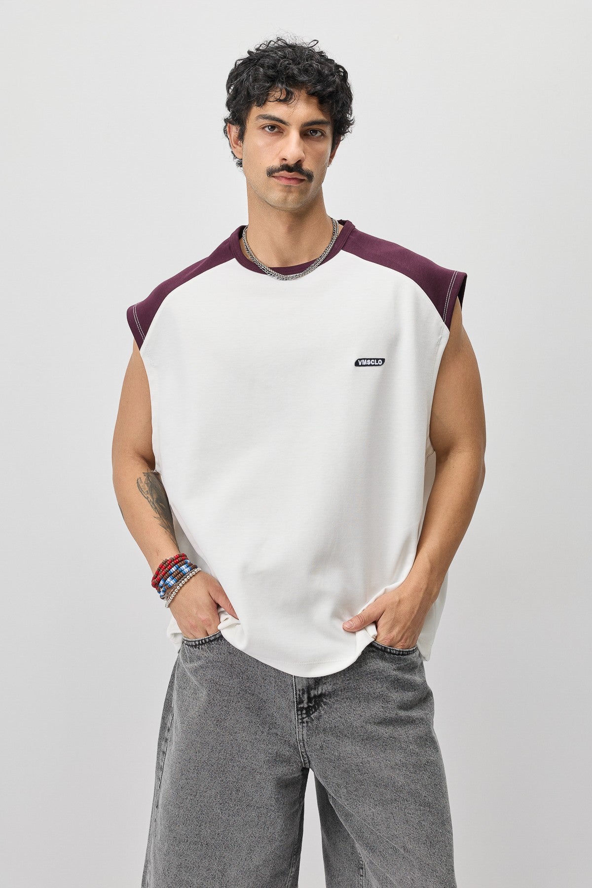 Oversized Sleeveless T-Shirt with Back Print