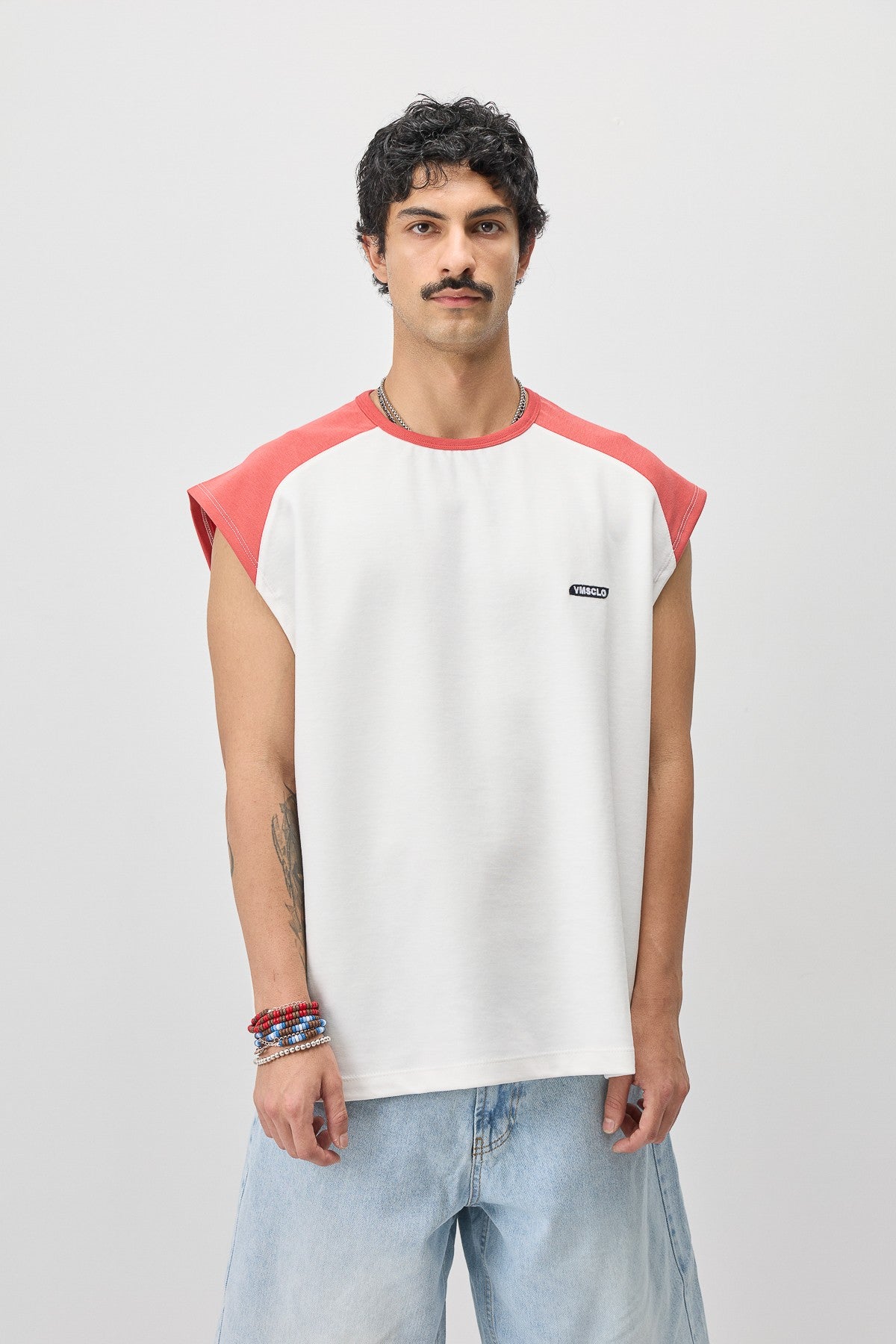 Oversized Sleeveless T-Shirt with Back Print