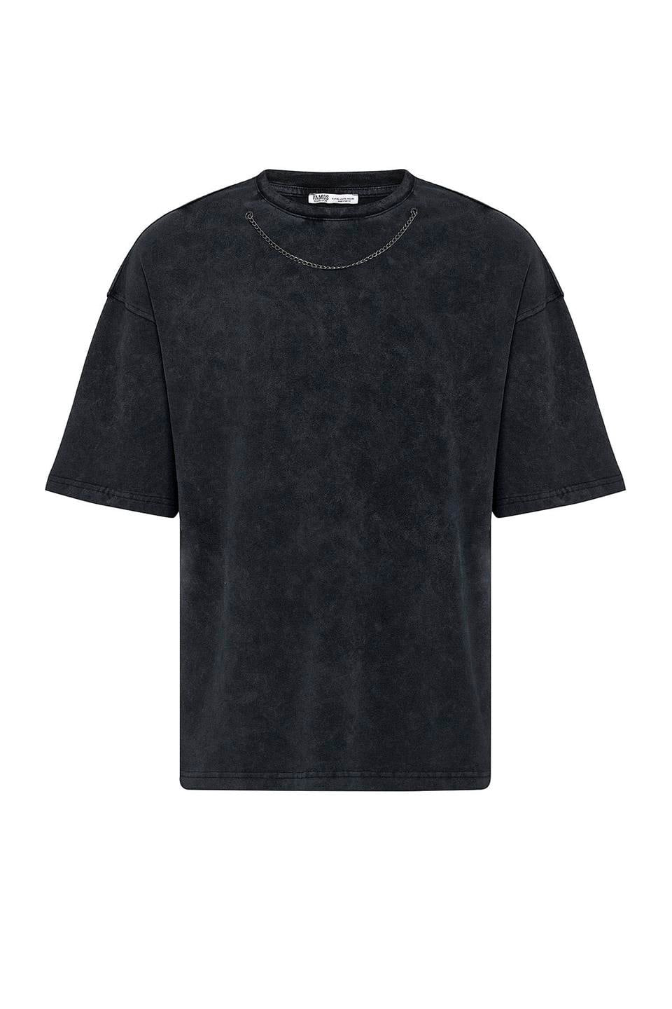 Oversized T-Shirt with Washed Chain Detail