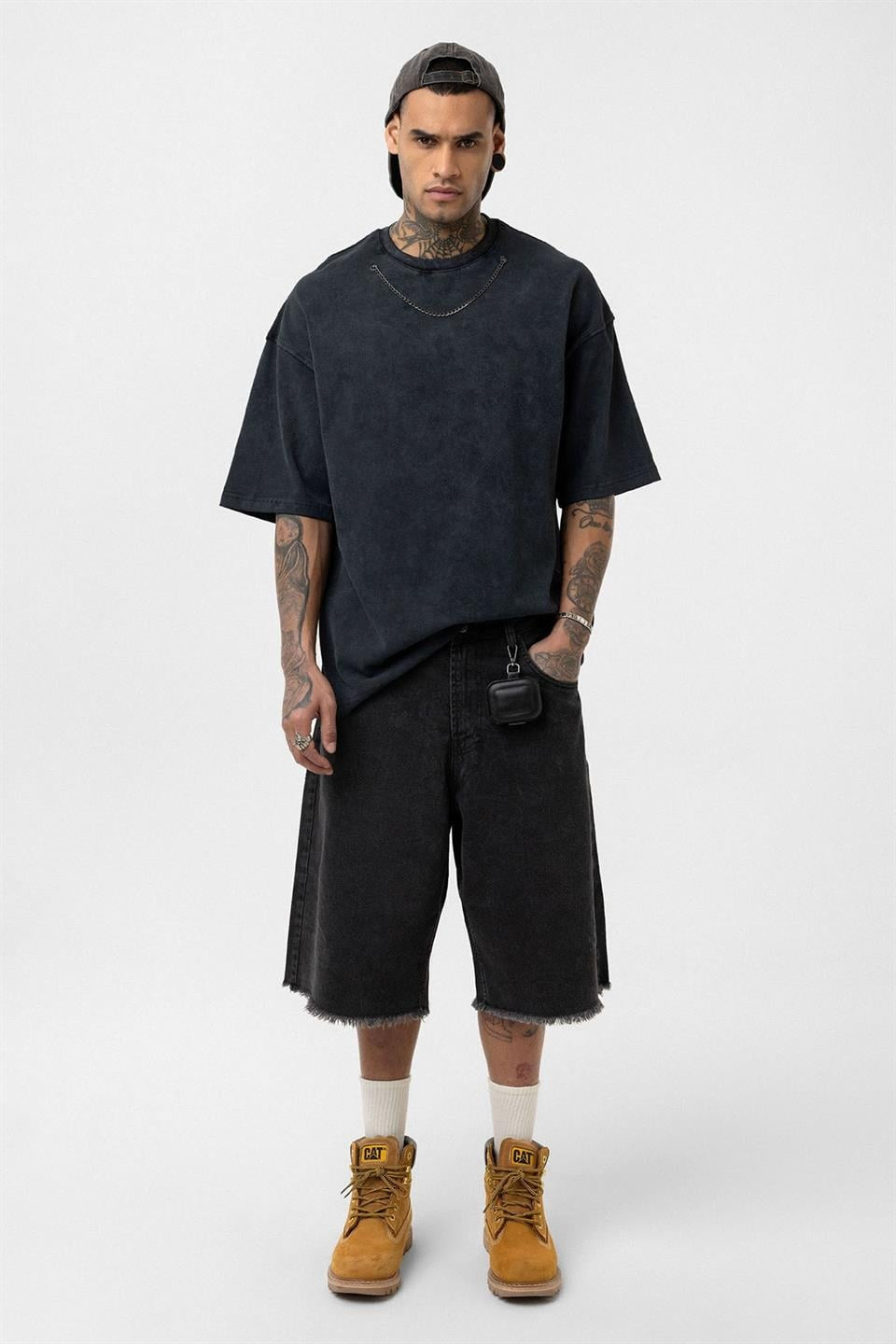 Oversized T-Shirt with Washed Chain Detail