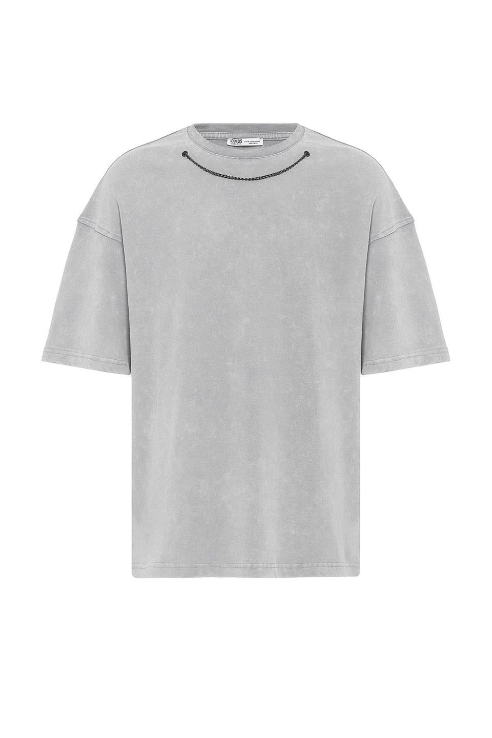 Oversized T-Shirt with Washed Chain Detail