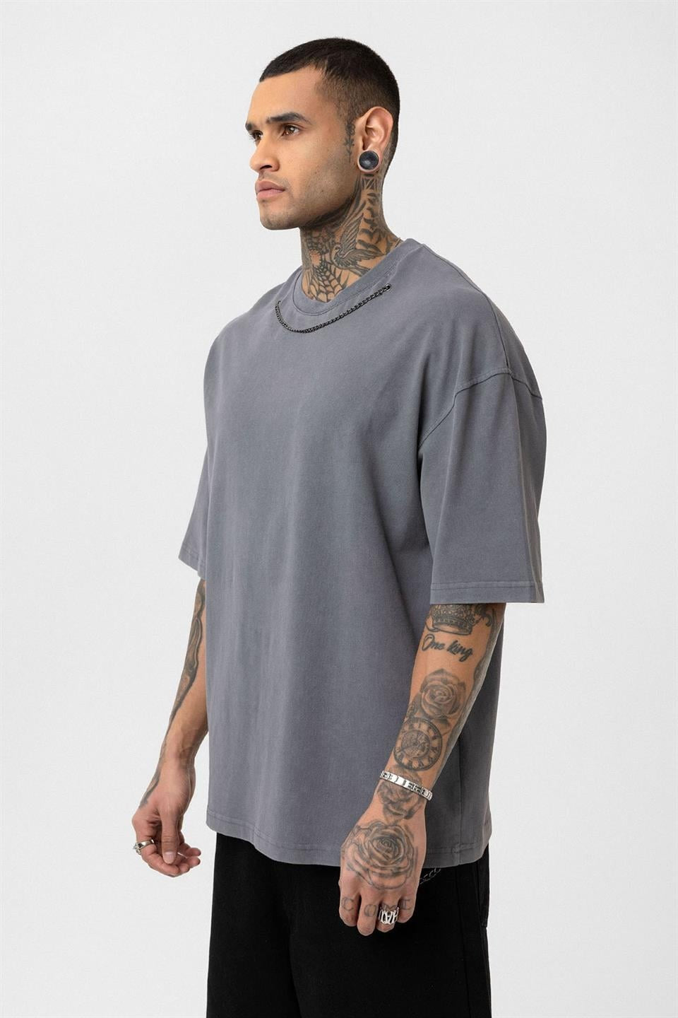 Oversized T-Shirt with Washed Chain Detail