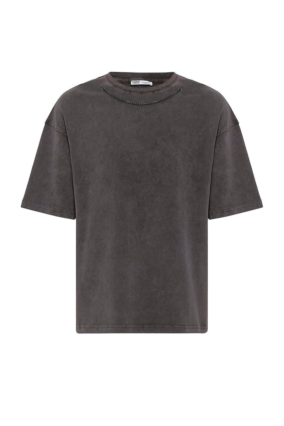 Oversized T-Shirt with Washed Chain Detail