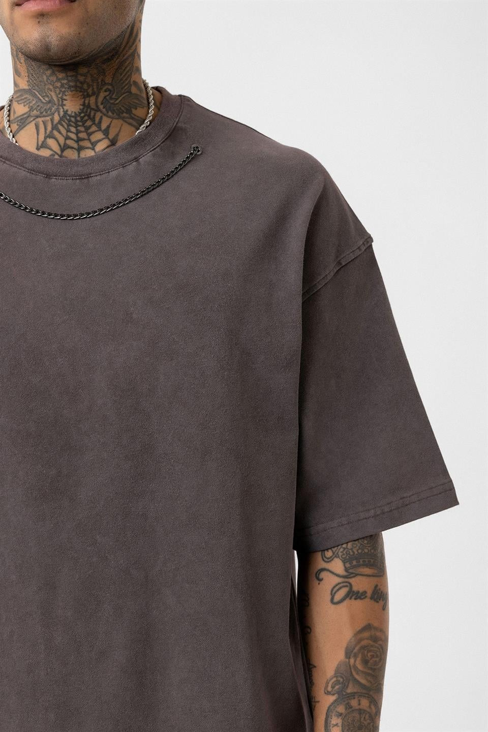 Oversized T-Shirt with Washed Chain Detail