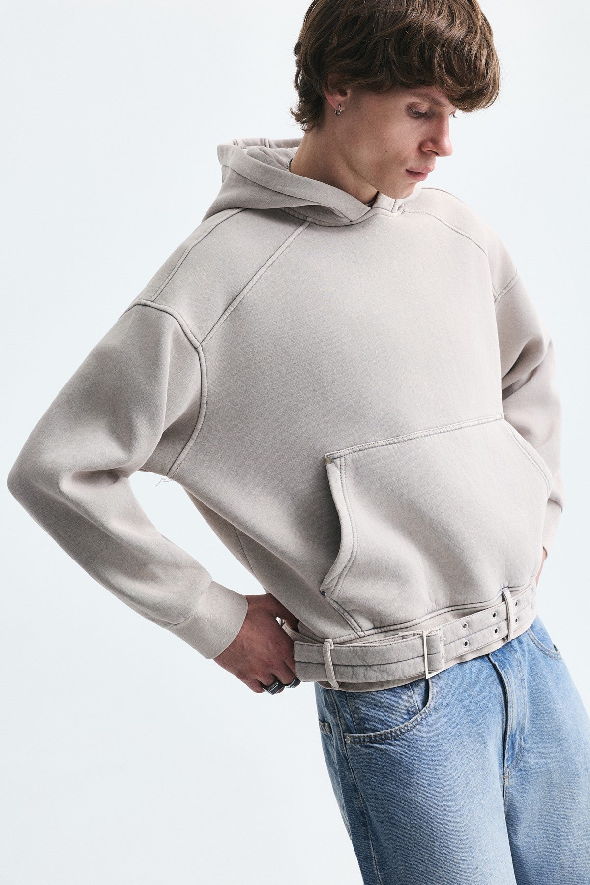 Boxy Fit Sweatshirt with Belt