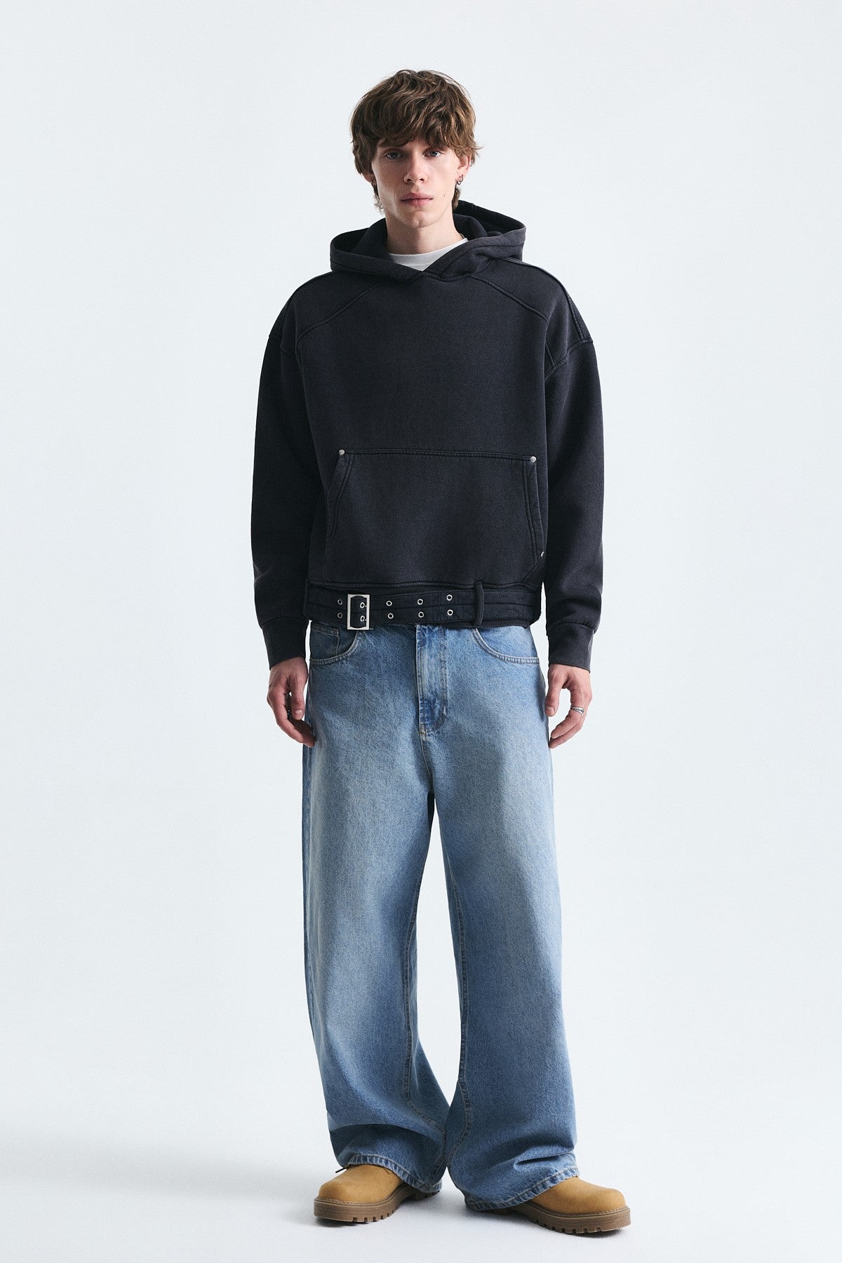 Boxy Fit Sweatshirt with Belt