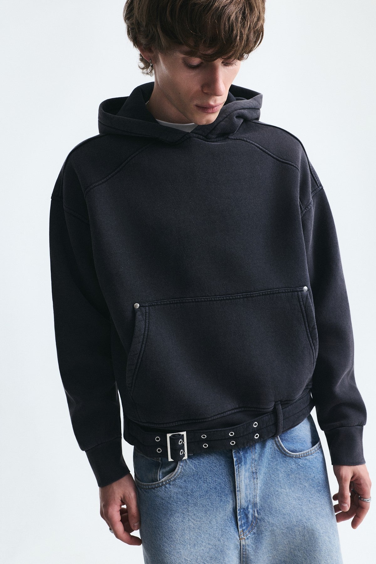 Boxy Fit Sweatshirt with Belt