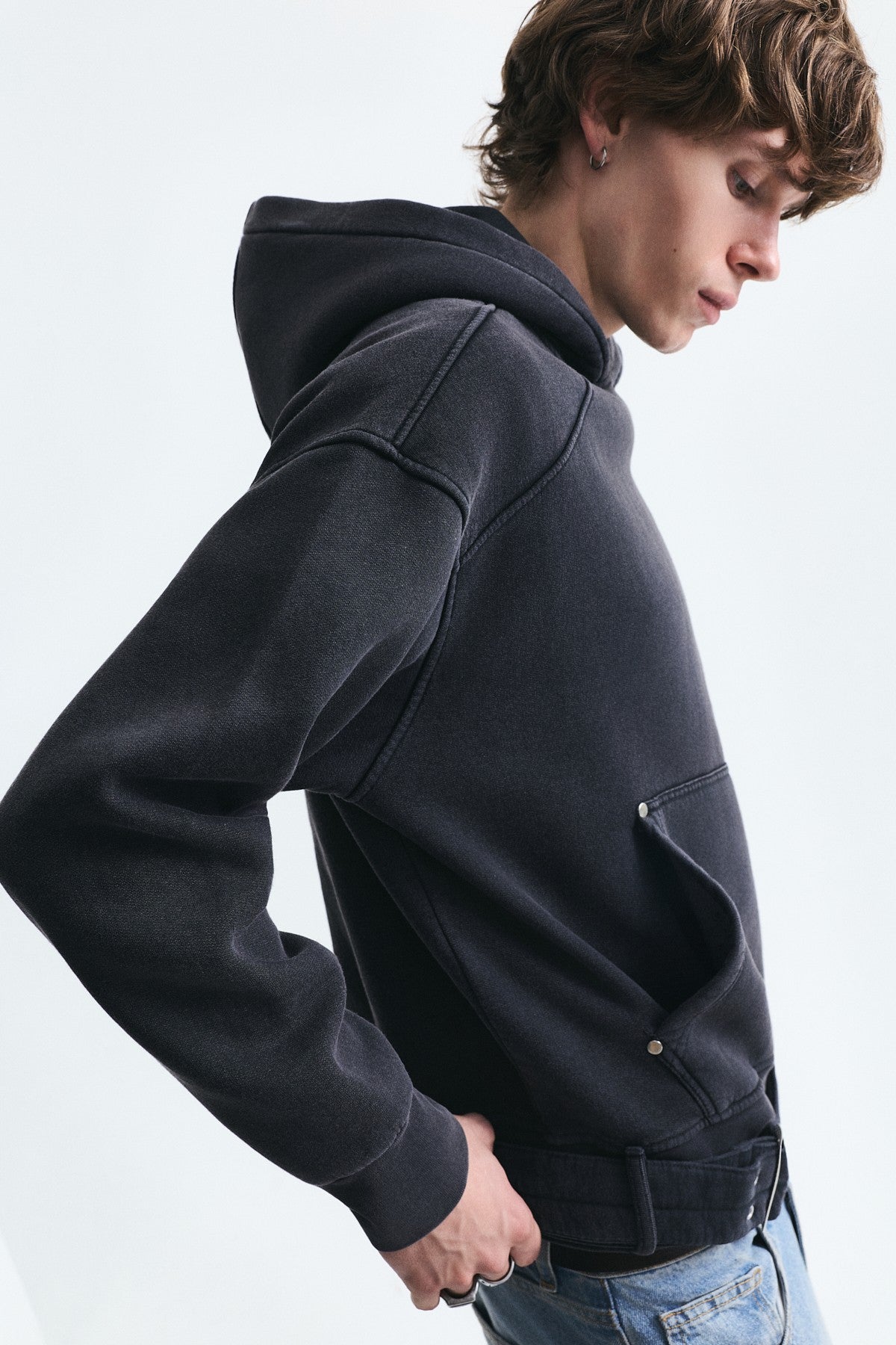 Boxy Fit Sweatshirt with Belt