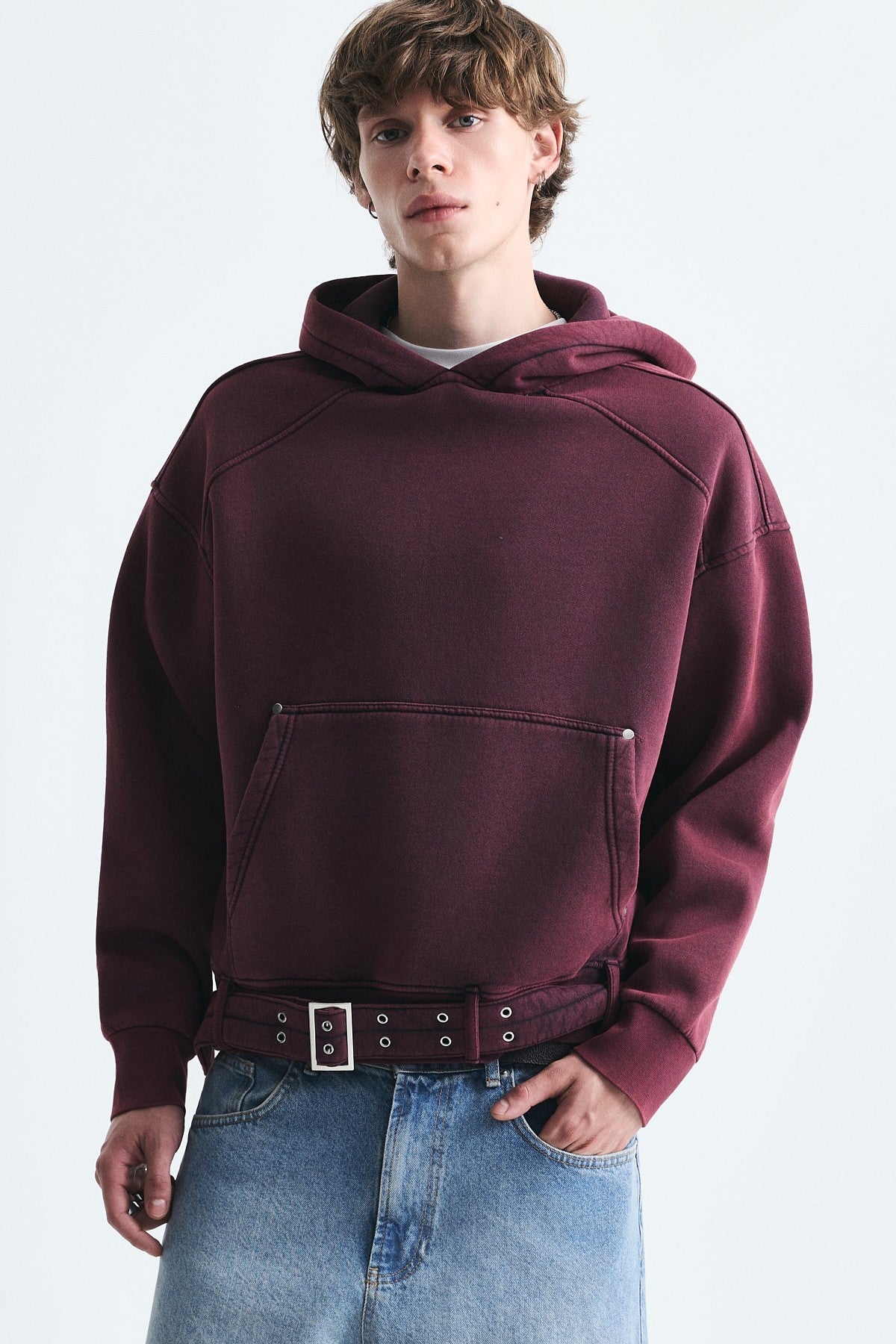 Boxy Fit Sweatshirt with Belt