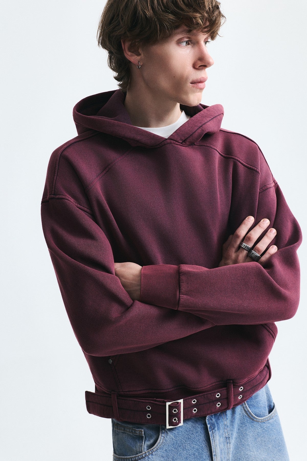 Boxy Fit Sweatshirt with Belt