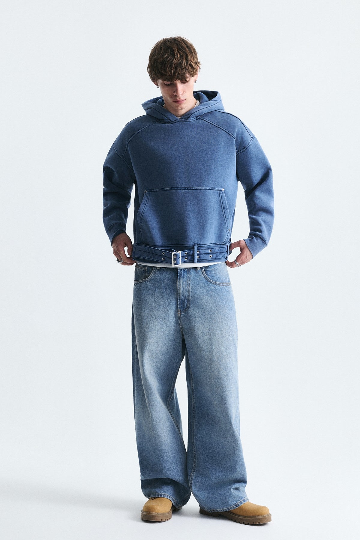 Boxy Fit Sweatshirt with Belt