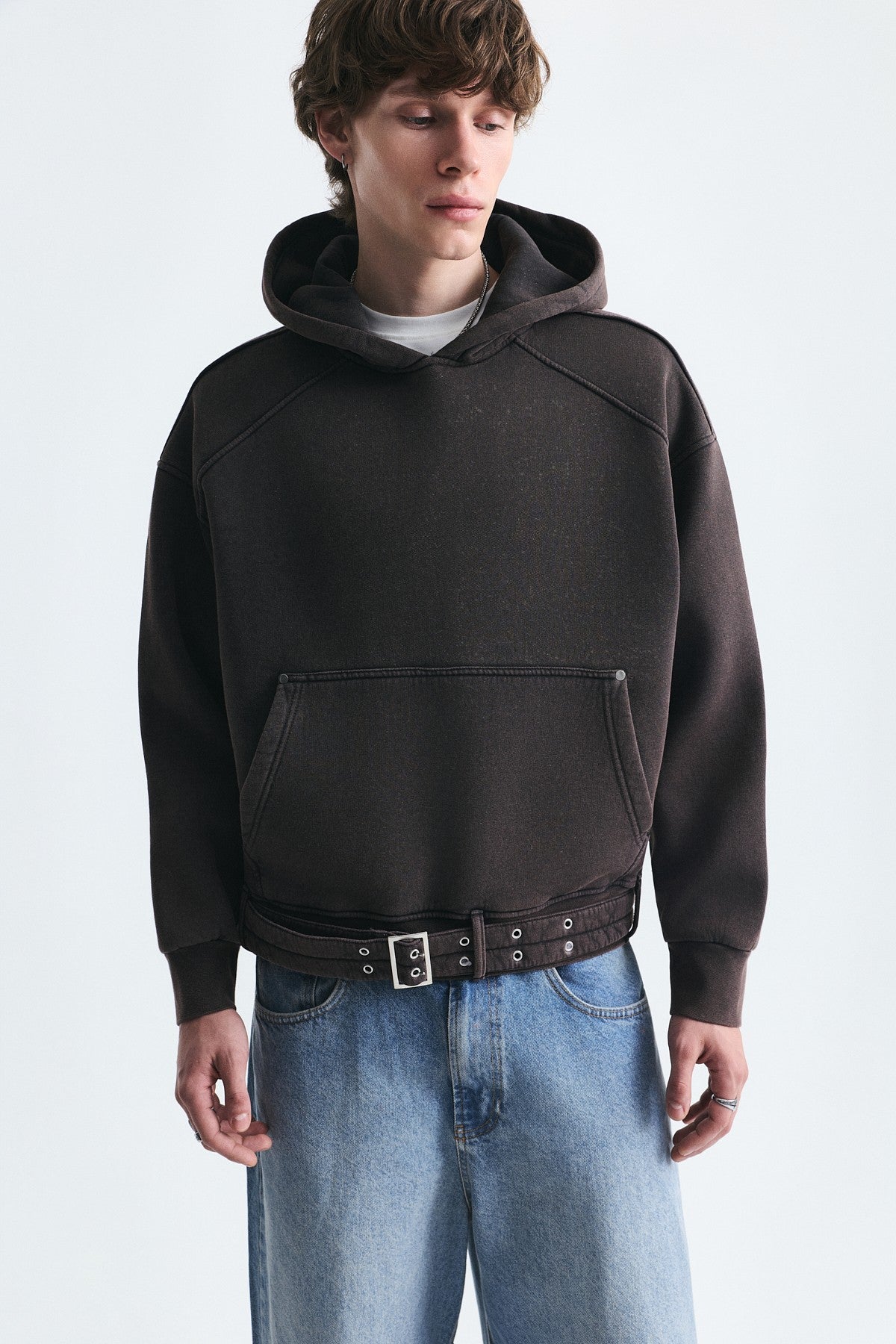 Boxy Fit Sweatshirt with Belt