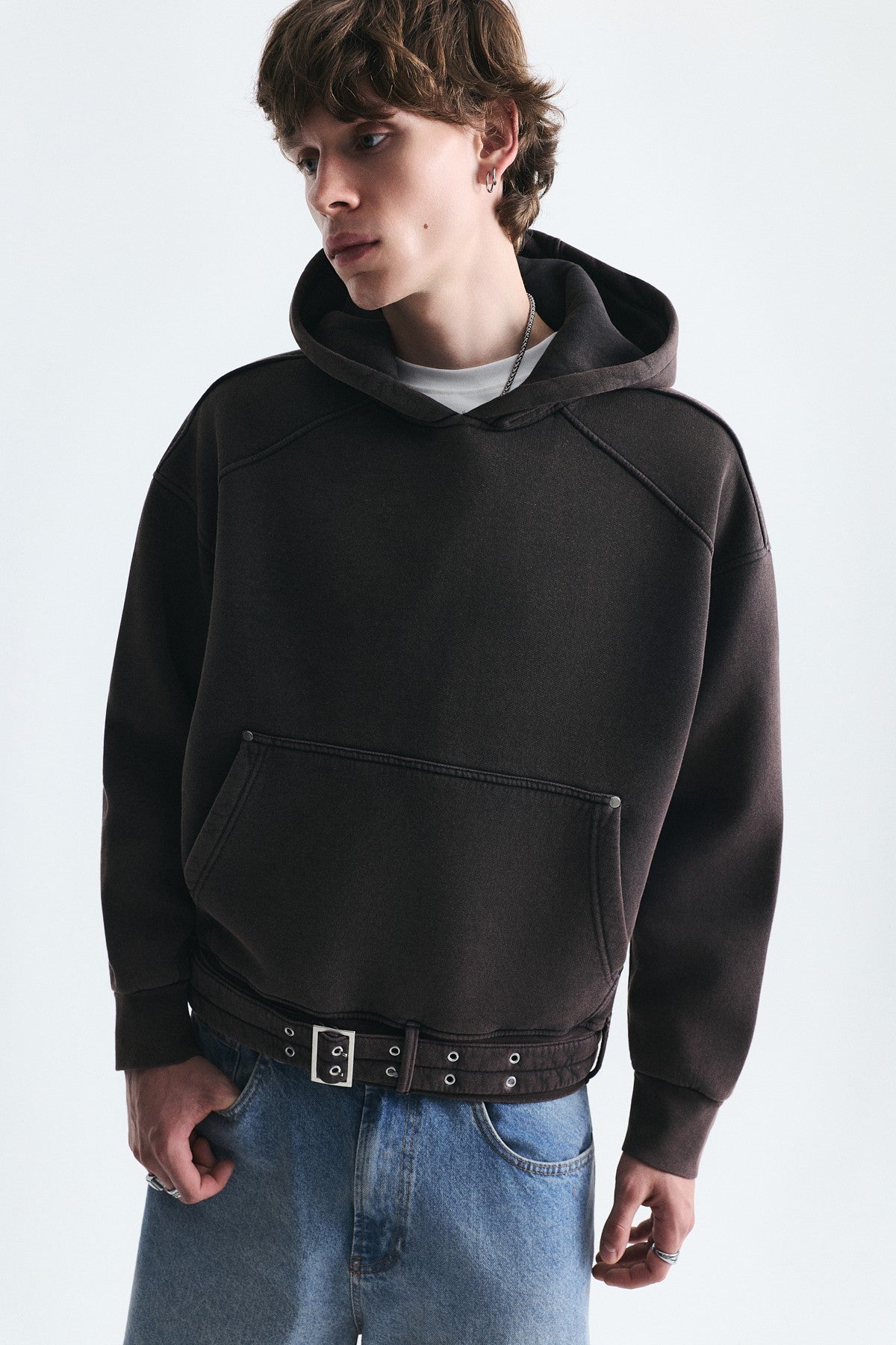 Boxy Fit Sweatshirt with Belt
