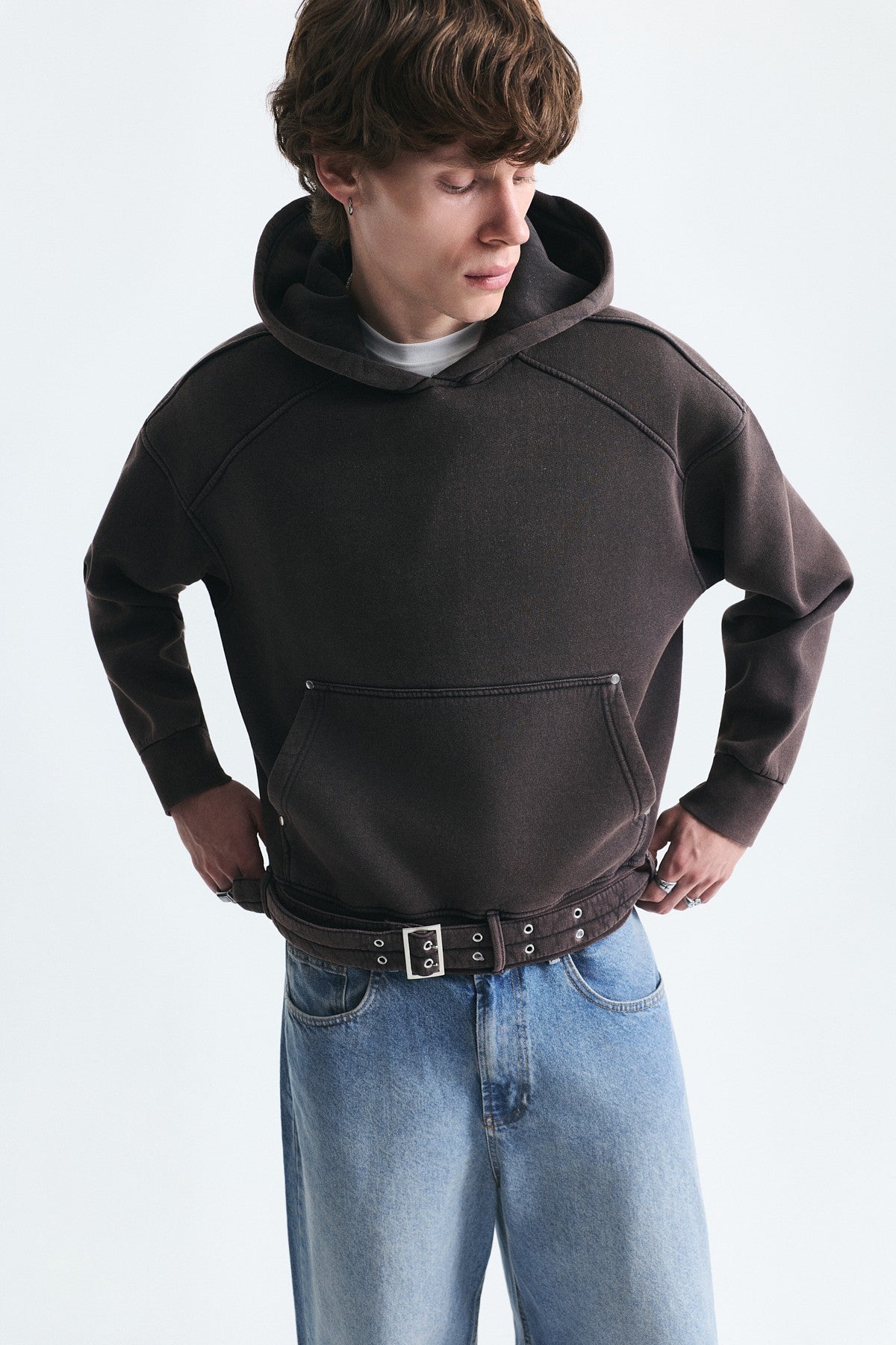Boxy Fit Sweatshirt with Belt