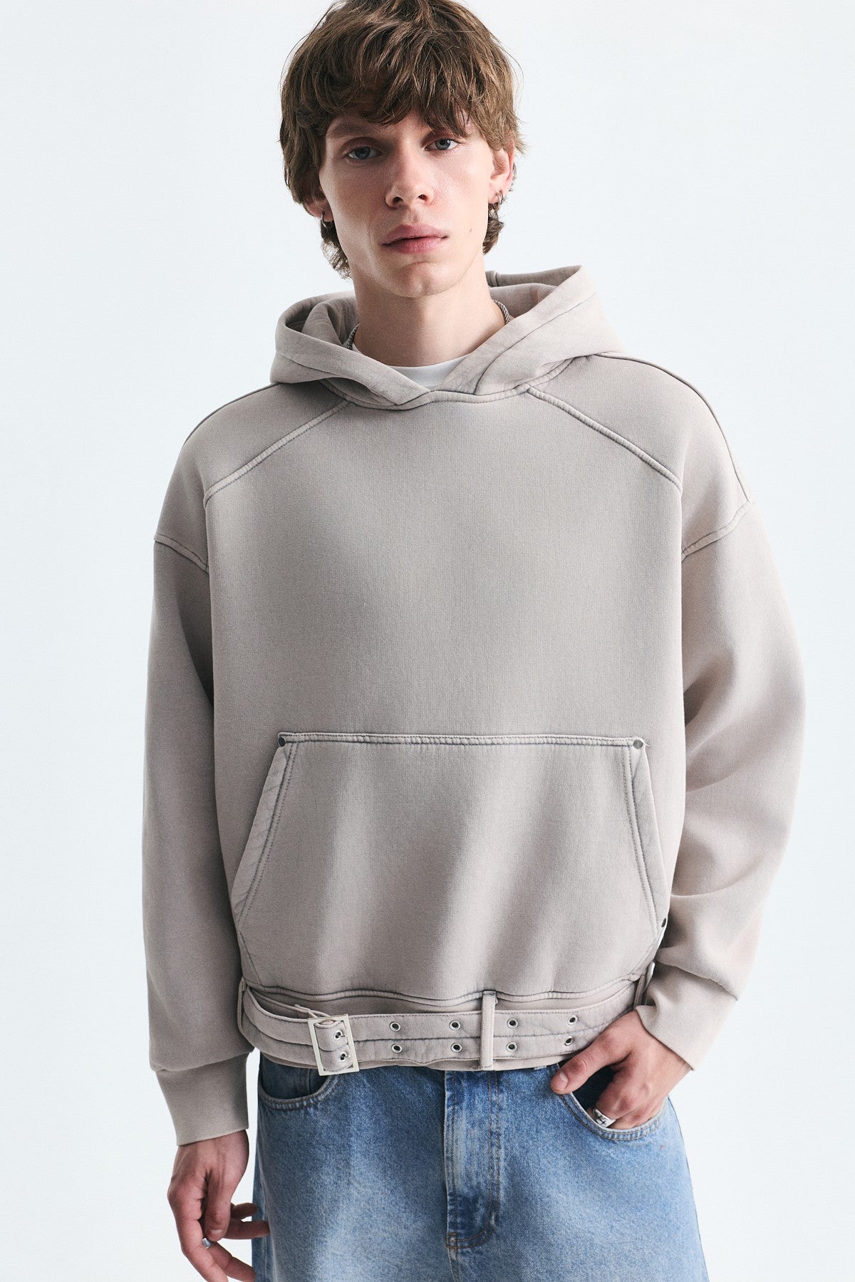 Boxy Fit Sweatshirt with Belt
