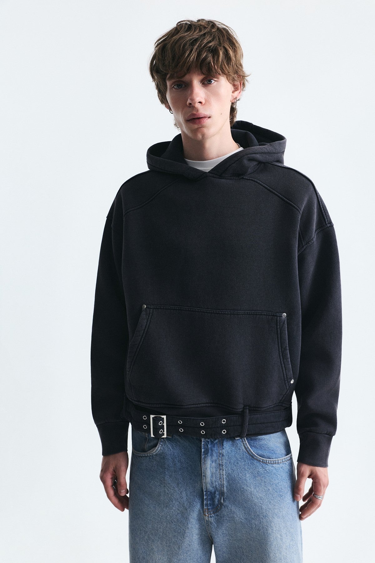 Boxy Fit Sweatshirt with Belt