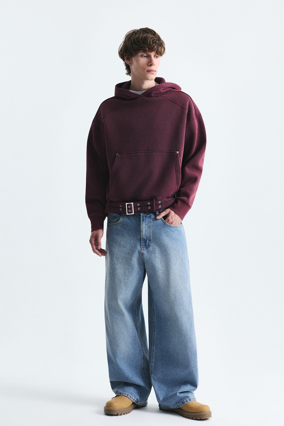 Boxy Fit Sweatshirt with Belt