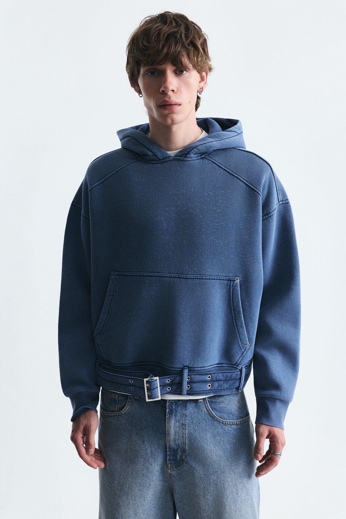 Boxy Fit Sweatshirt with Belt
