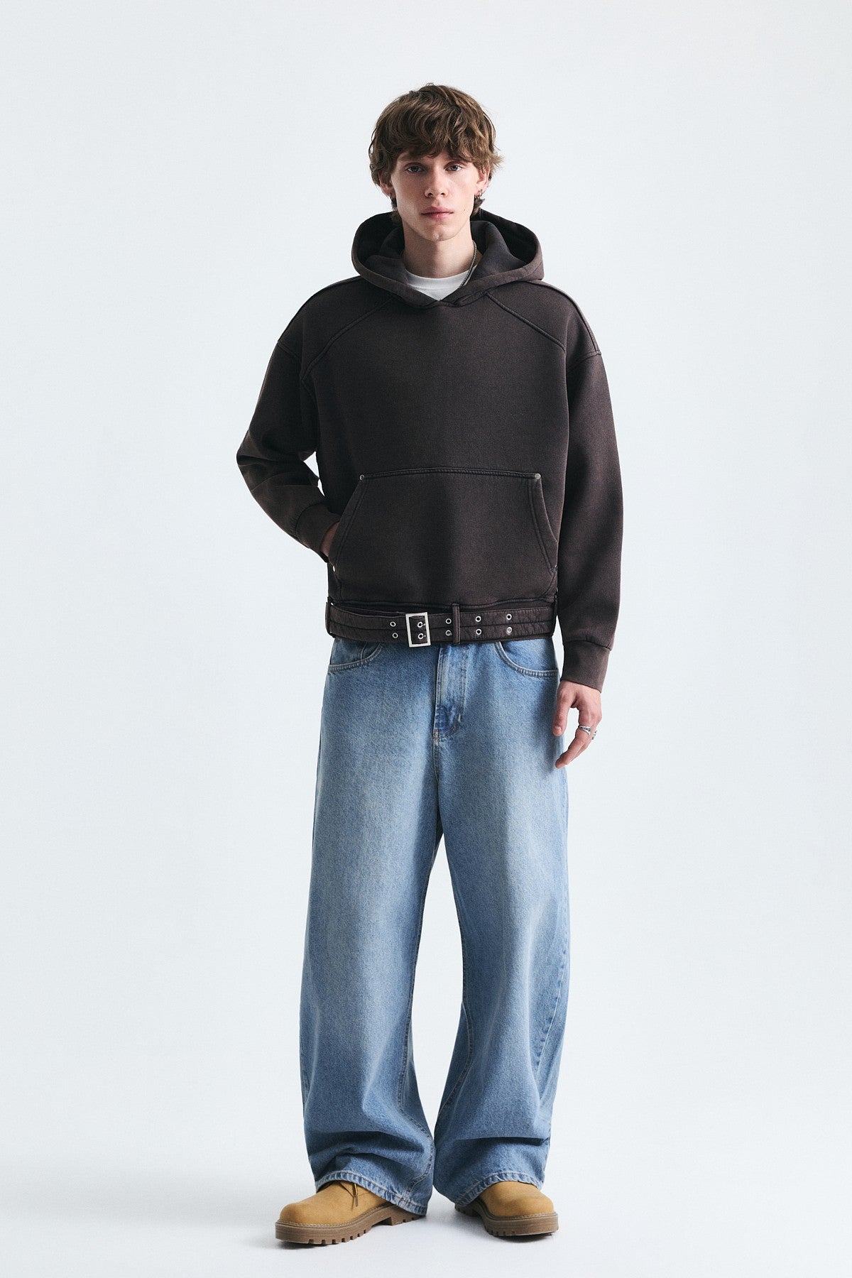 Boxy Fit Sweatshirt with Belt