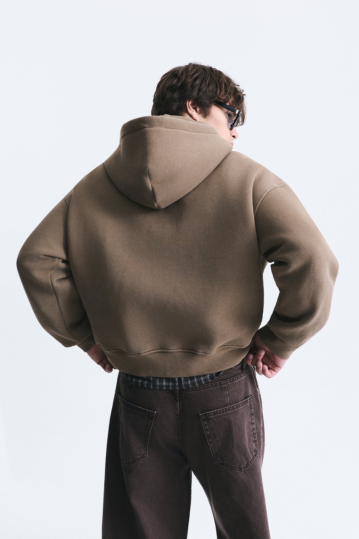 Boxy Fit Metal Clip-Front Sweatshirt