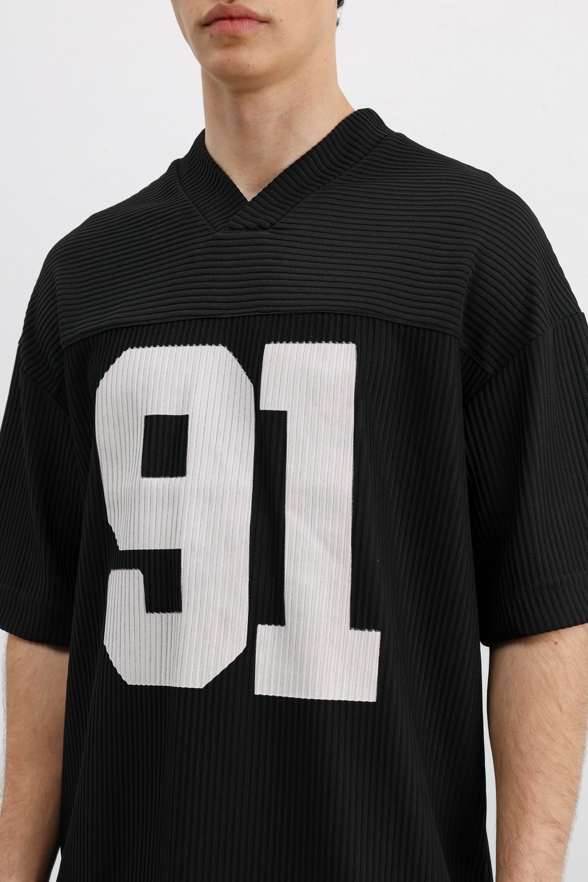 Printed Oversized T-Shirt with Ribbed Hem