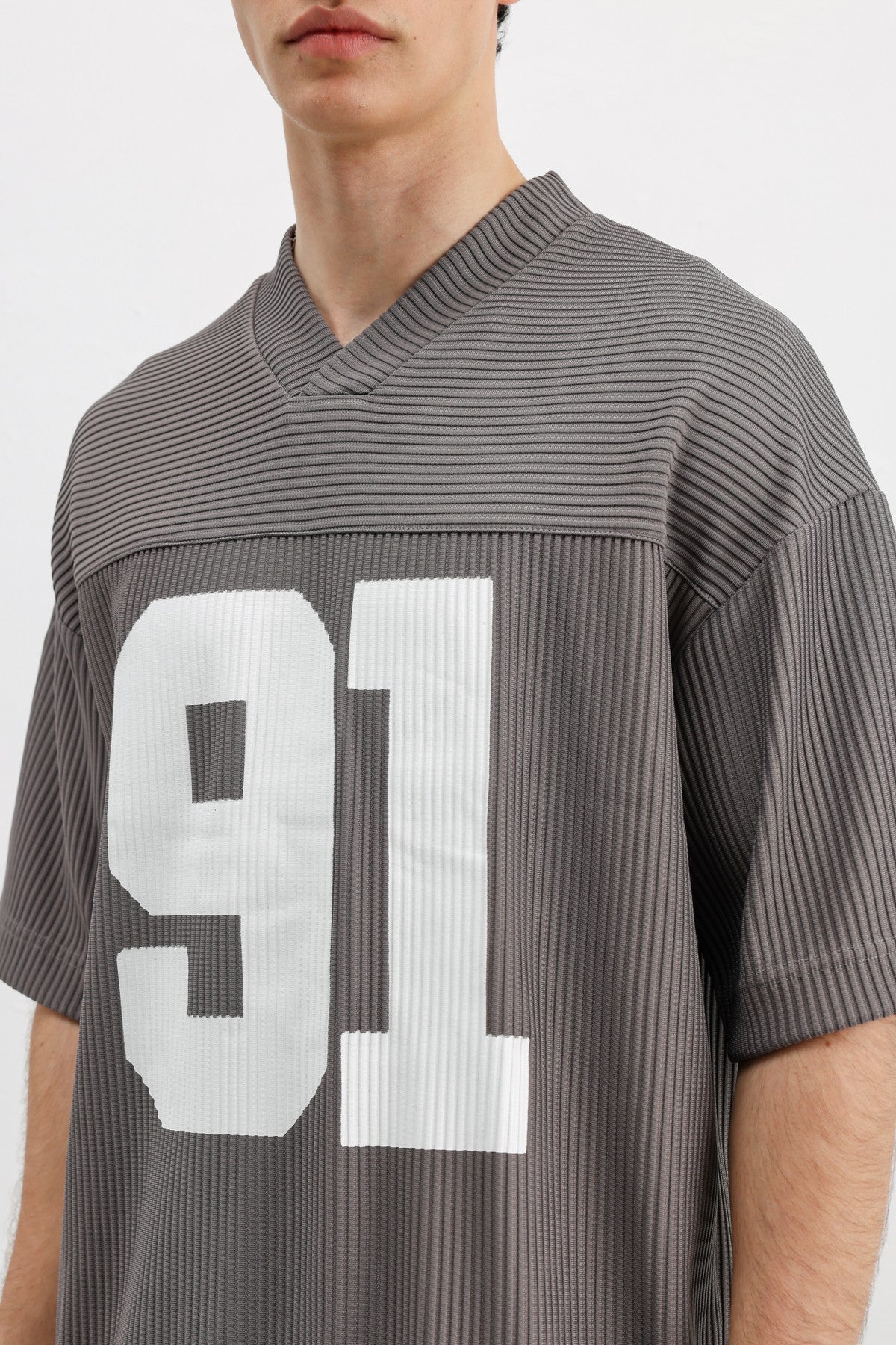 Printed Oversized T-Shirt with Ribbed Hem