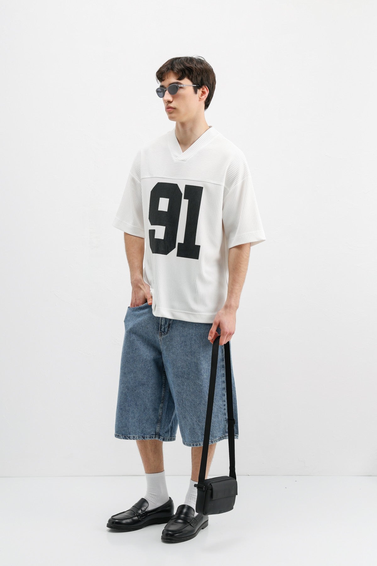 Printed Oversized T-Shirt with Ribbed Hem