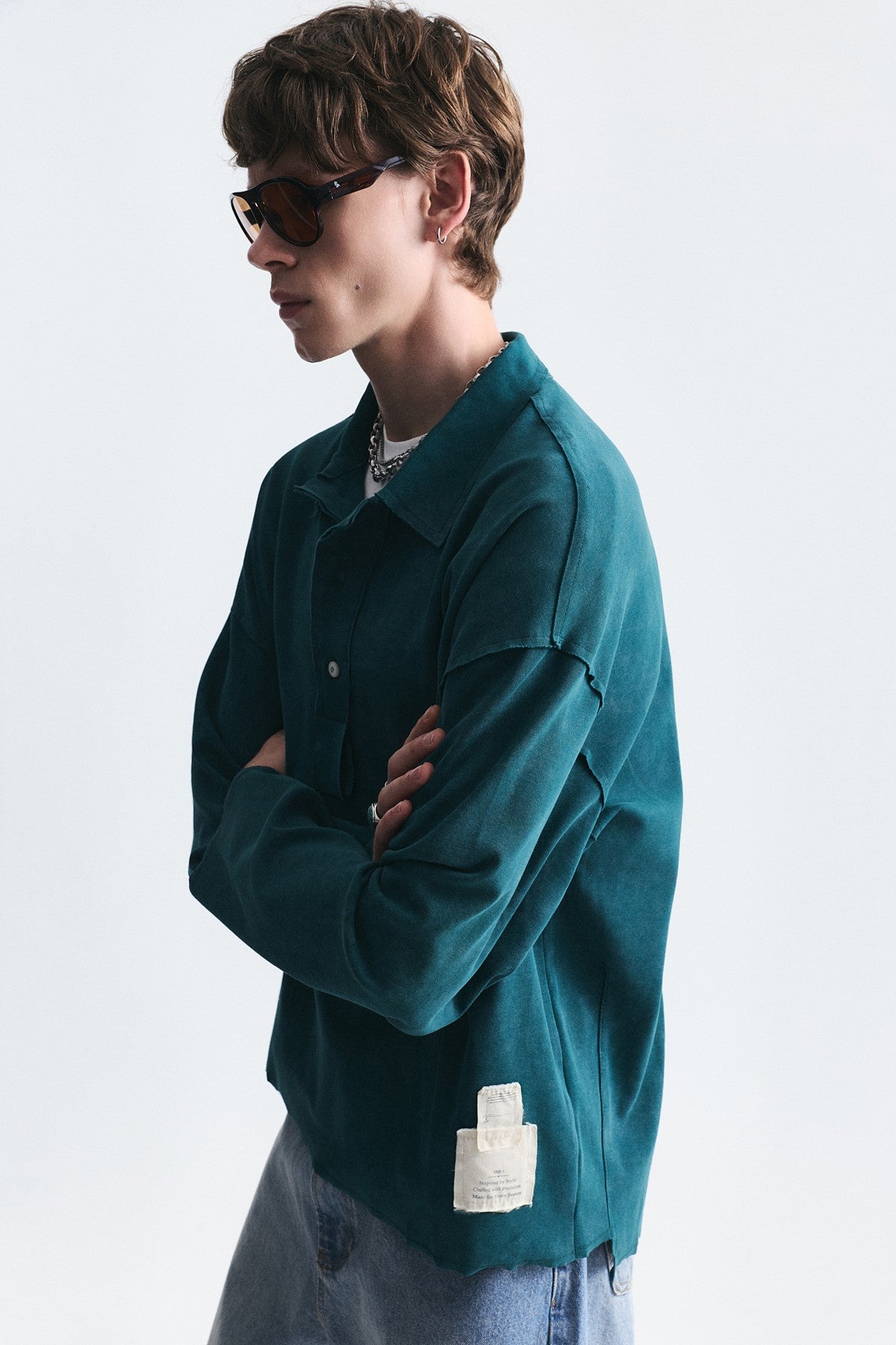 Relax Fit Polo-Neck Sweatshirt