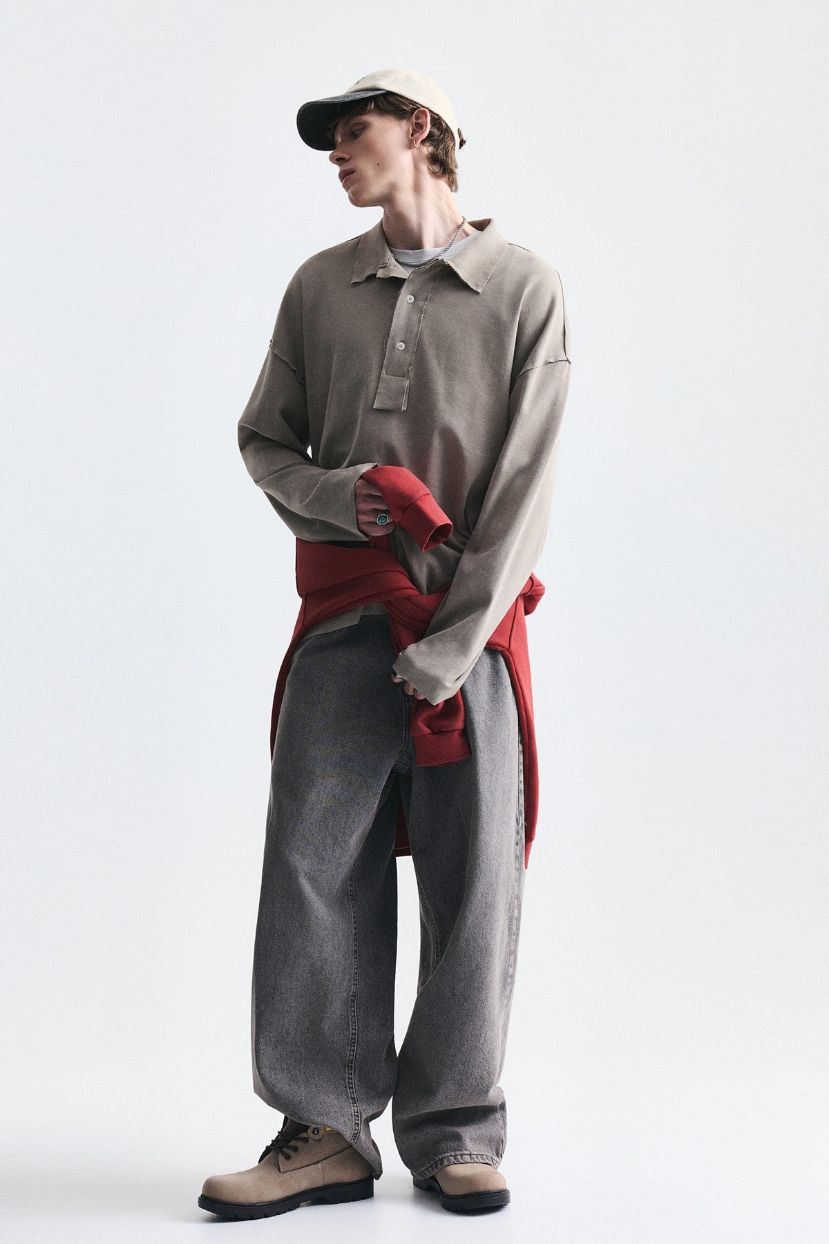 Relax Fit Polo-Neck Sweatshirt
